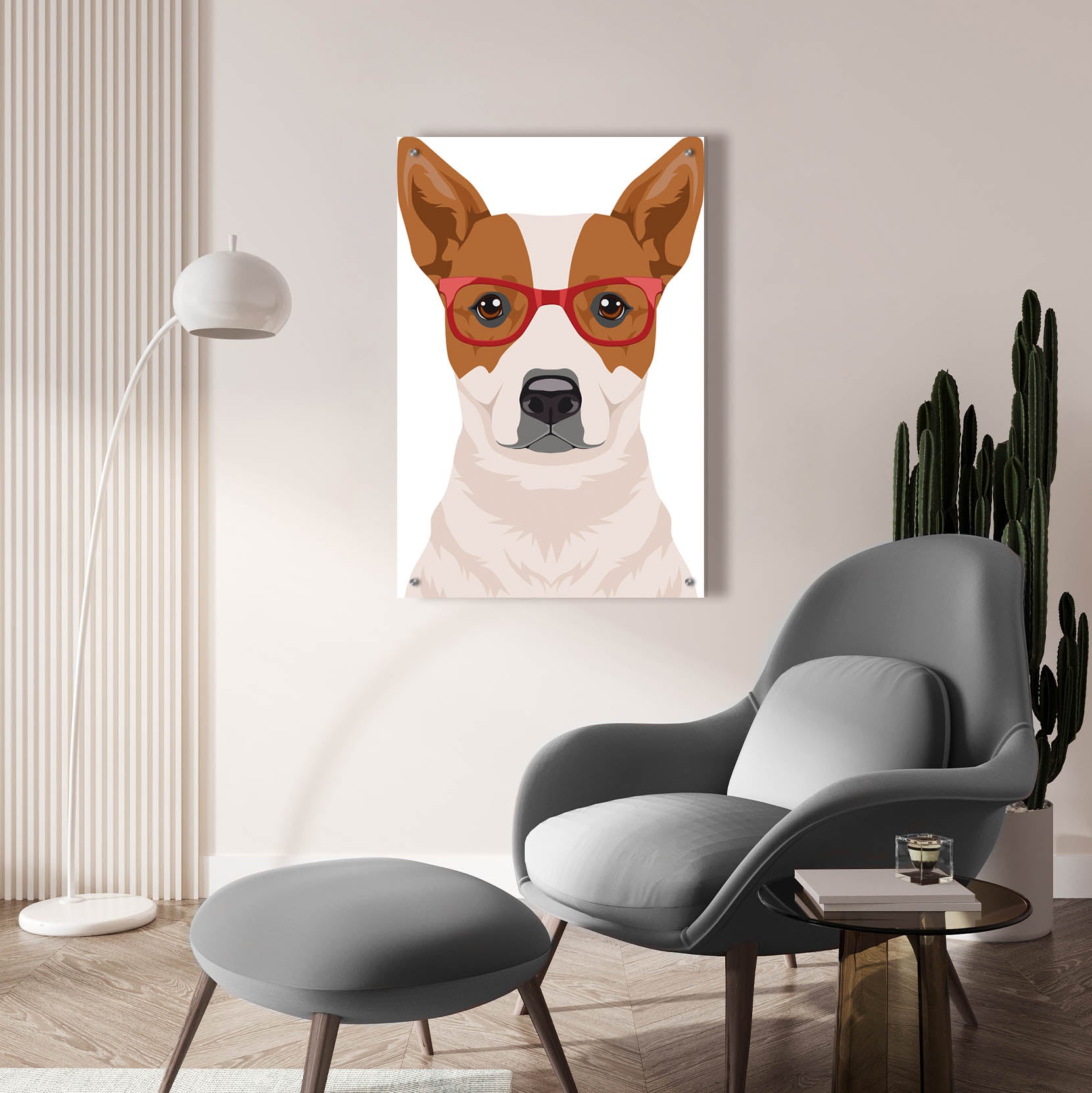 Epic Art 'Australian Cattle Dog Wearing Hipster Glasses' by Olga and Alexey Drozdov, Acrylic Glass Wall Art,24x36