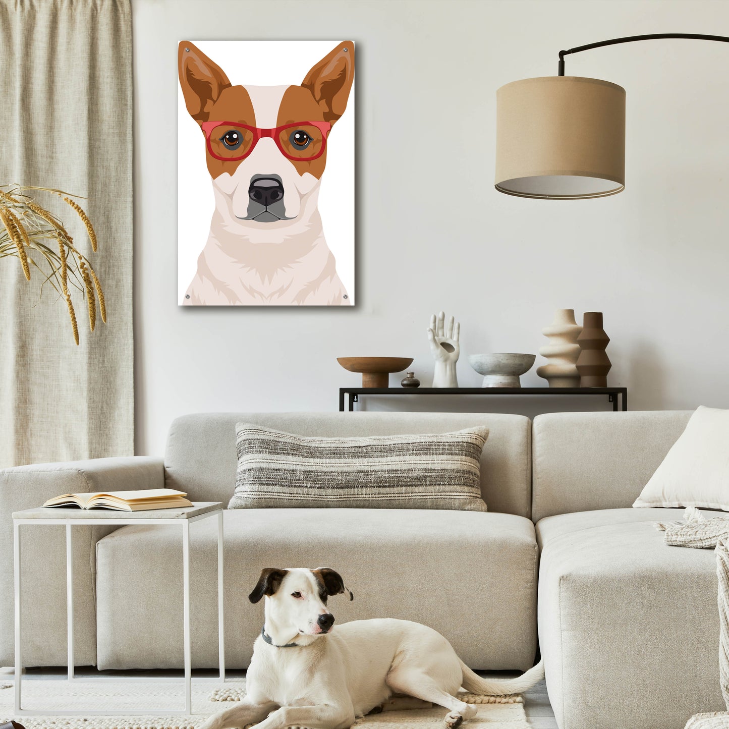 Epic Art 'Australian Cattle Dog Wearing Hipster Glasses' by Olga and Alexey Drozdov, Acrylic Glass Wall Art,24x36