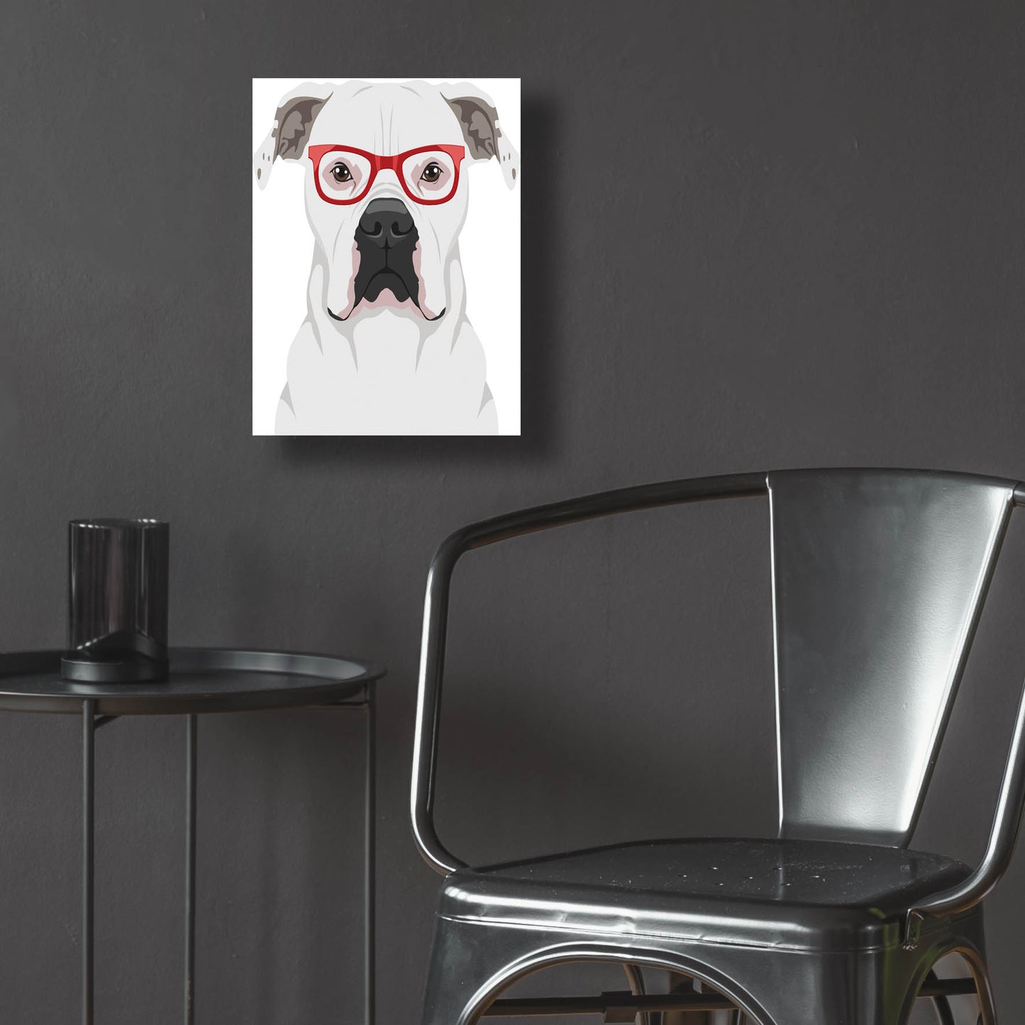 Epic Art 'American Bulldog Wearing Hipster Glasses' by Olga and Alexey Drozdov, Acrylic Glass Wall Art,12x16