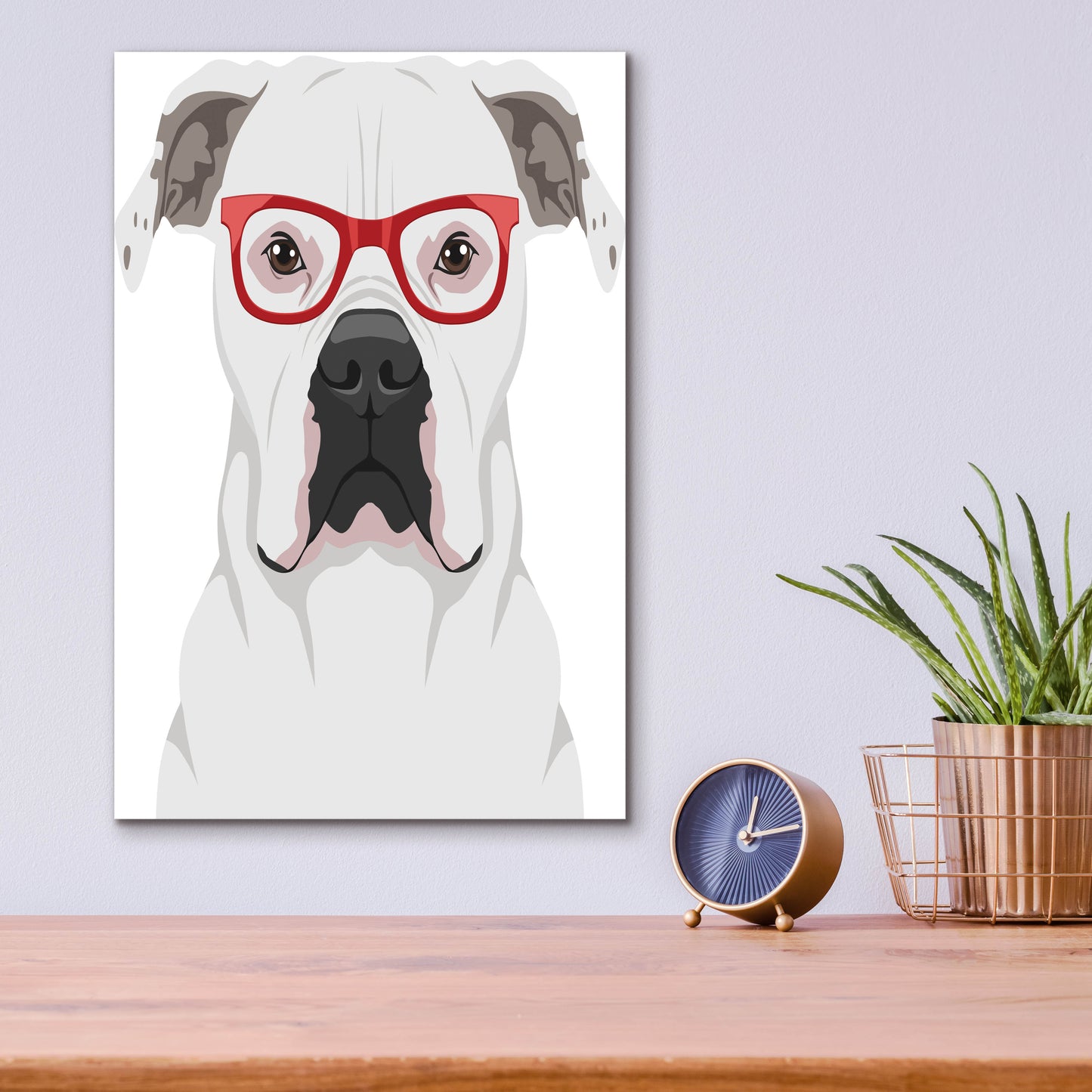 Epic Art 'American Bulldog Wearing Hipster Glasses' by Olga and Alexey Drozdov, Acrylic Glass Wall Art,12x16