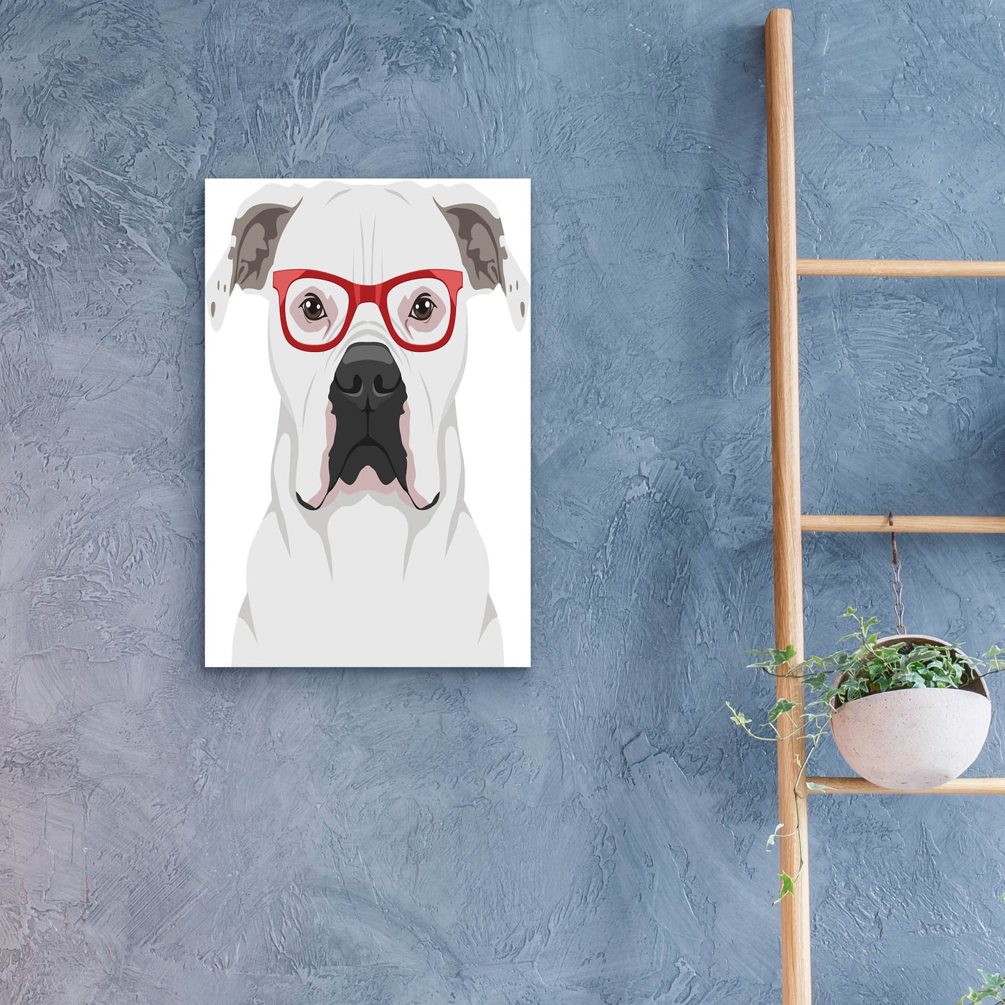 Epic Art 'American Bulldog Wearing Hipster Glasses' by Olga and Alexey Drozdov, Acrylic Glass Wall Art,16x24