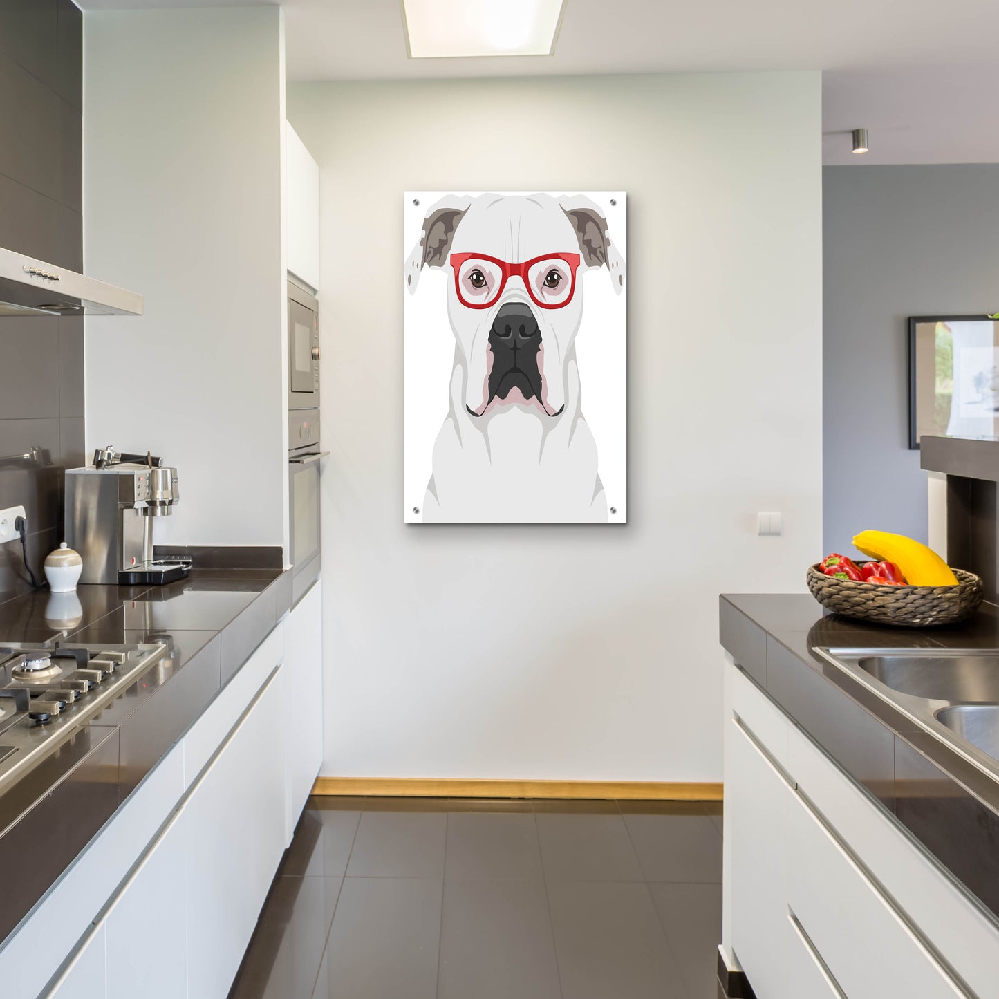 Epic Art 'American Bulldog Wearing Hipster Glasses' by Olga and Alexey Drozdov, Acrylic Glass Wall Art,24x36