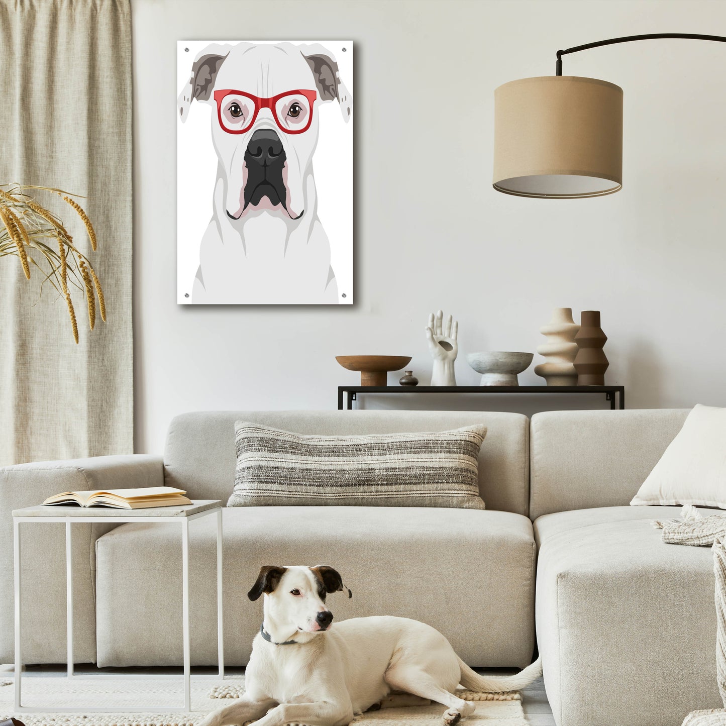 Epic Art 'American Bulldog Wearing Hipster Glasses' by Olga and Alexey Drozdov, Acrylic Glass Wall Art,24x36