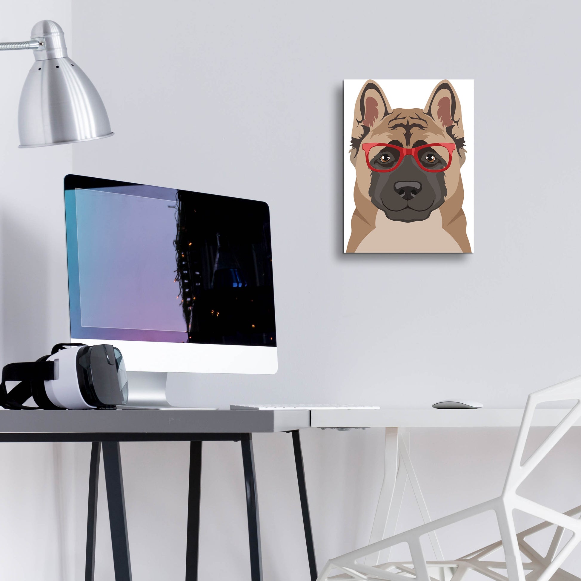 Epic Art 'Akita Wearing Hipster Glasses' by Olga and Alexey Drozdov, Acrylic Glass Wall Art,12x16