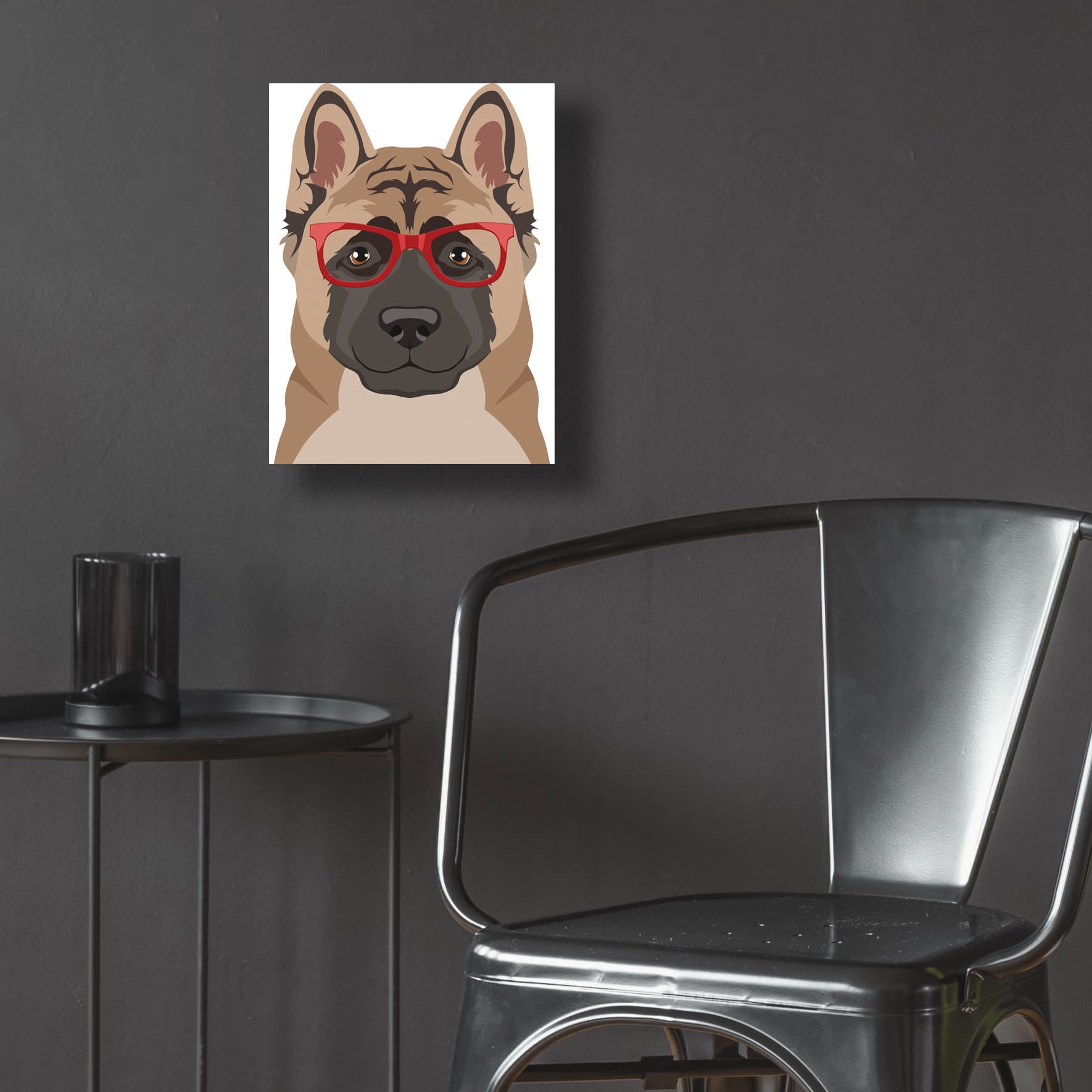 Epic Art 'Akita Wearing Hipster Glasses' by Olga and Alexey Drozdov, Acrylic Glass Wall Art,12x16