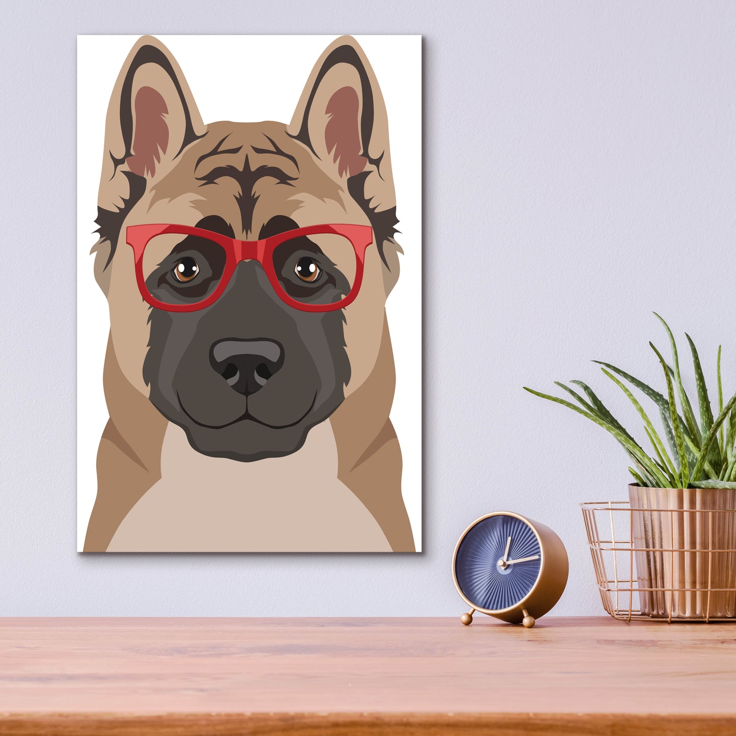 Epic Art 'Akita Wearing Hipster Glasses' by Olga and Alexey Drozdov, Acrylic Glass Wall Art,12x16