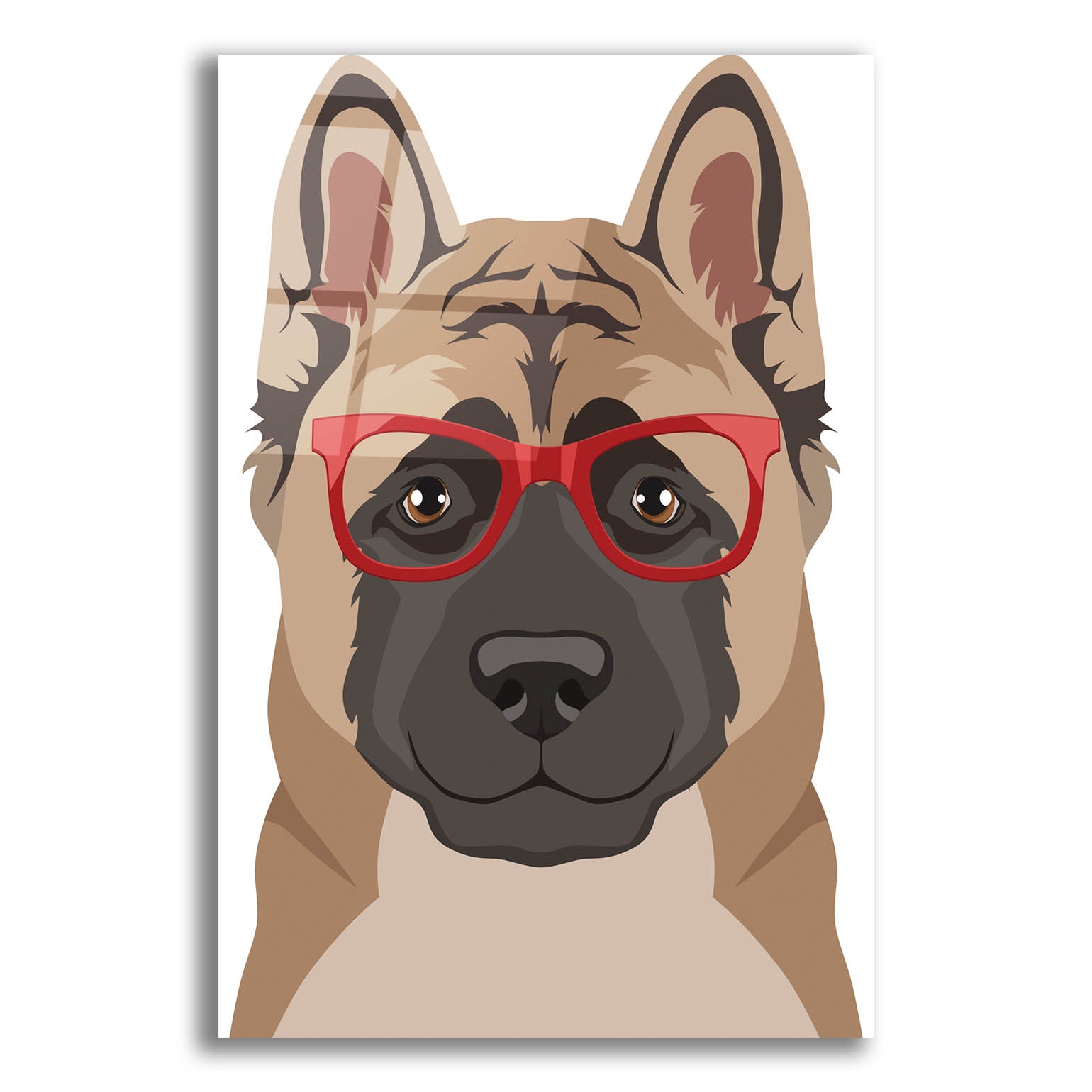 Epic Art 'Akita Wearing Hipster Glasses' by Olga and Alexey Drozdov, Acrylic Glass Wall Art,12x16