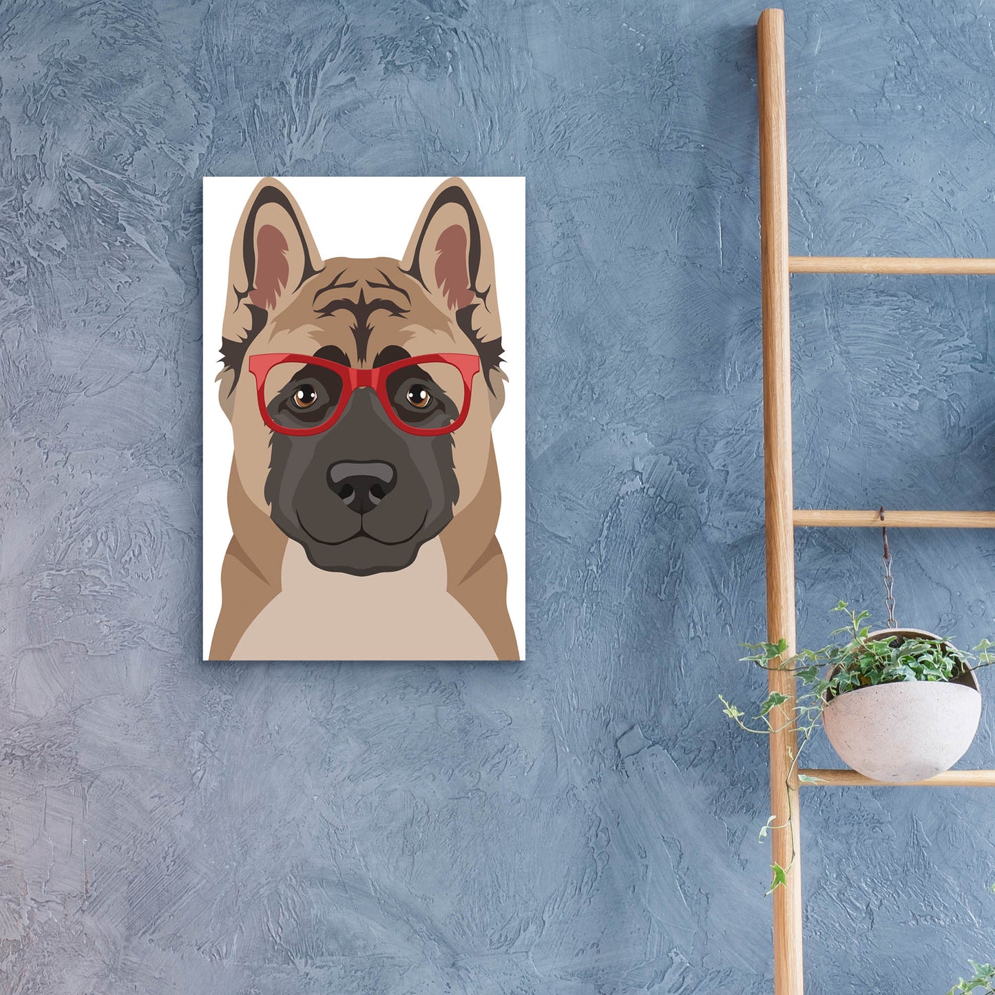 Epic Art 'Akita Wearing Hipster Glasses' by Olga and Alexey Drozdov, Acrylic Glass Wall Art,16x24