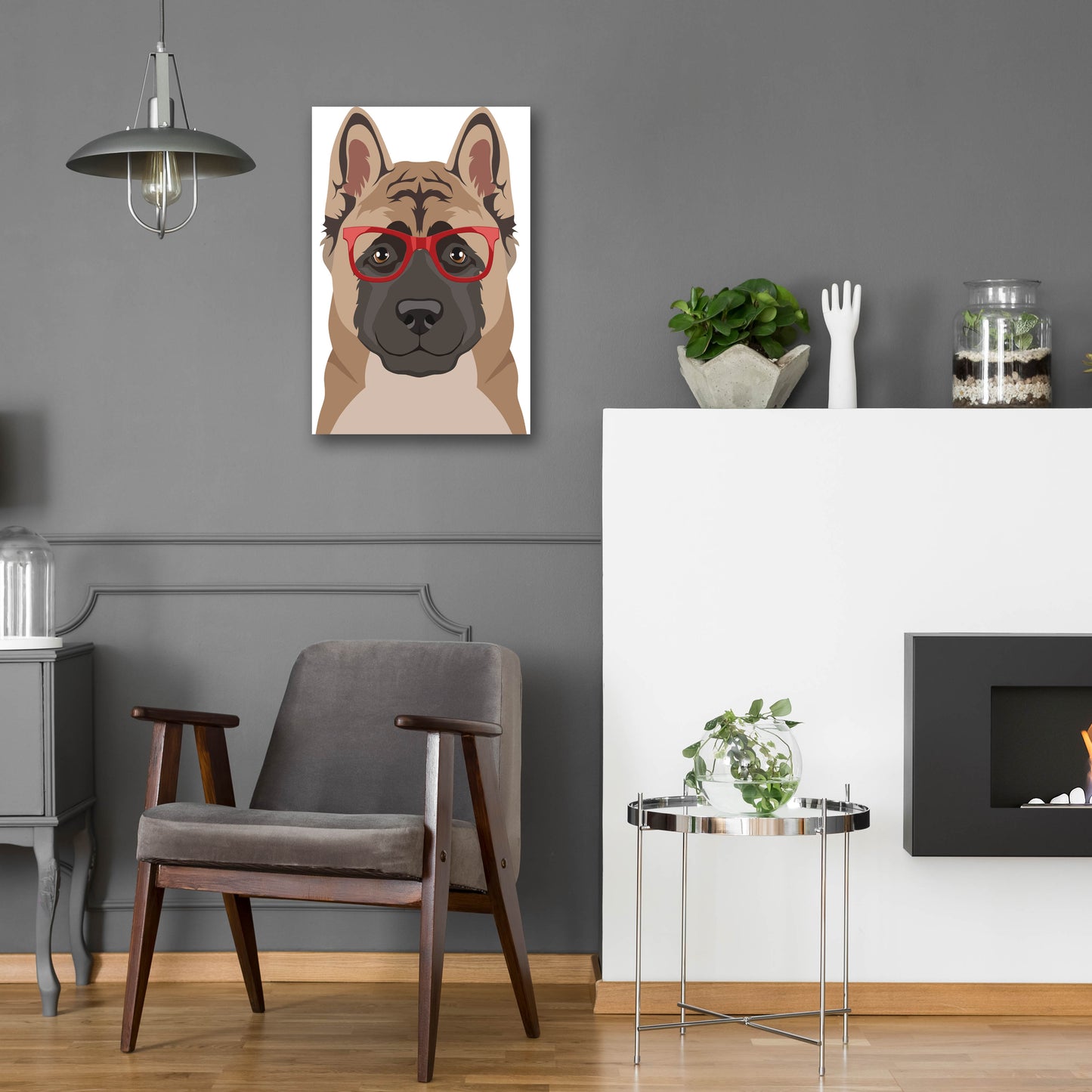 Epic Art 'Akita Wearing Hipster Glasses' by Olga and Alexey Drozdov, Acrylic Glass Wall Art,16x24