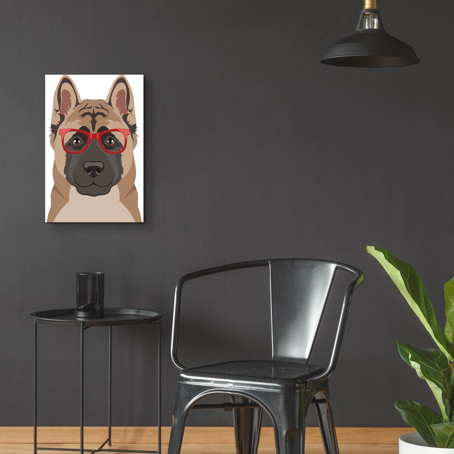 Epic Art 'Akita Wearing Hipster Glasses' by Olga and Alexey Drozdov, Acrylic Glass Wall Art,16x24