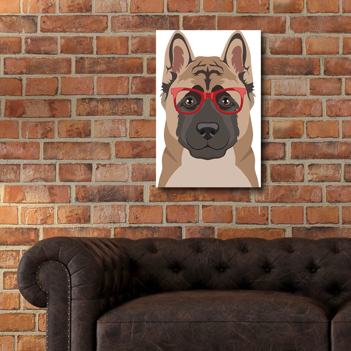 Epic Art 'Akita Wearing Hipster Glasses' by Olga and Alexey Drozdov, Acrylic Glass Wall Art,16x24