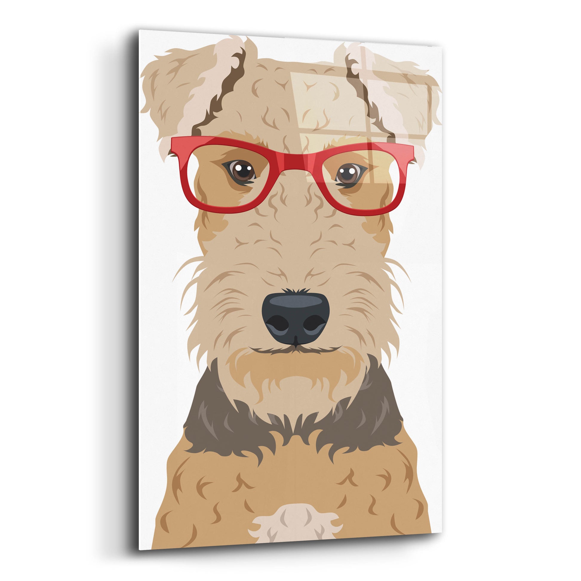 Epic Art 'Airedale Terrier Wearing Hipster Glasses' by Olga and Alexey Drozdov, Acrylic Glass Wall Art,12x16