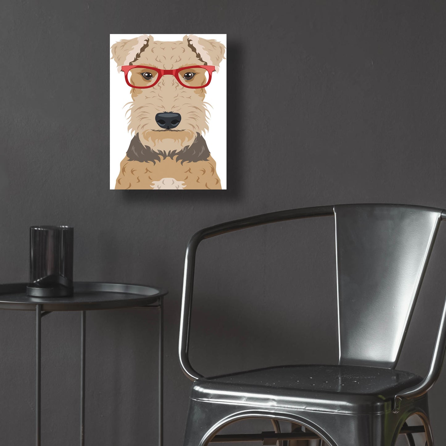 Epic Art 'Airedale Terrier Wearing Hipster Glasses' by Olga and Alexey Drozdov, Acrylic Glass Wall Art,12x16