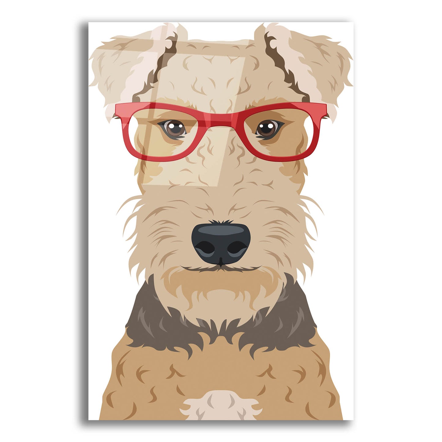 Epic Art 'Airedale Terrier Wearing Hipster Glasses' by Olga and Alexey Drozdov, Acrylic Glass Wall Art,12x16