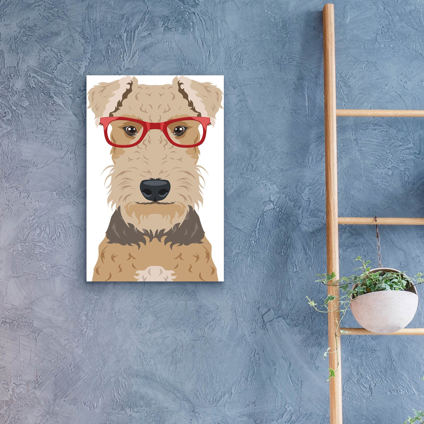 Epic Art 'Airedale Terrier Wearing Hipster Glasses' by Olga and Alexey Drozdov, Acrylic Glass Wall Art,16x24