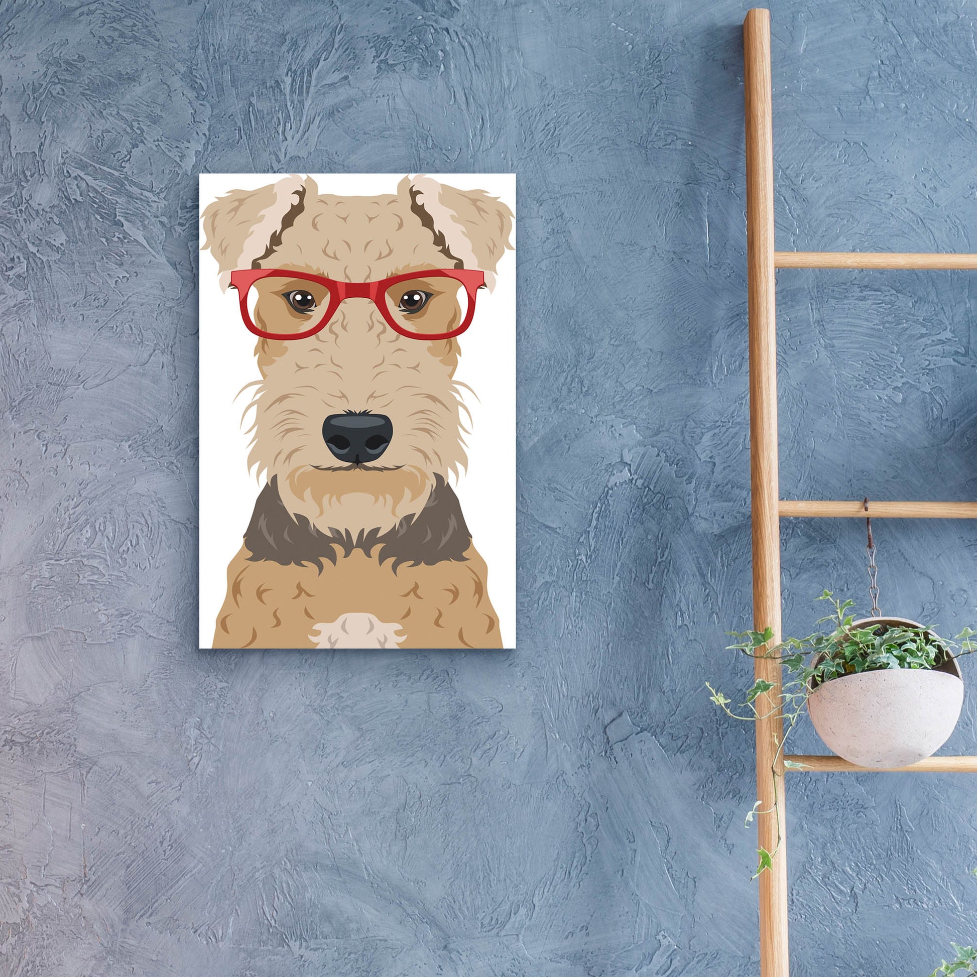 Epic Art 'Airedale Terrier Wearing Hipster Glasses' by Olga and Alexey Drozdov, Acrylic Glass Wall Art,16x24