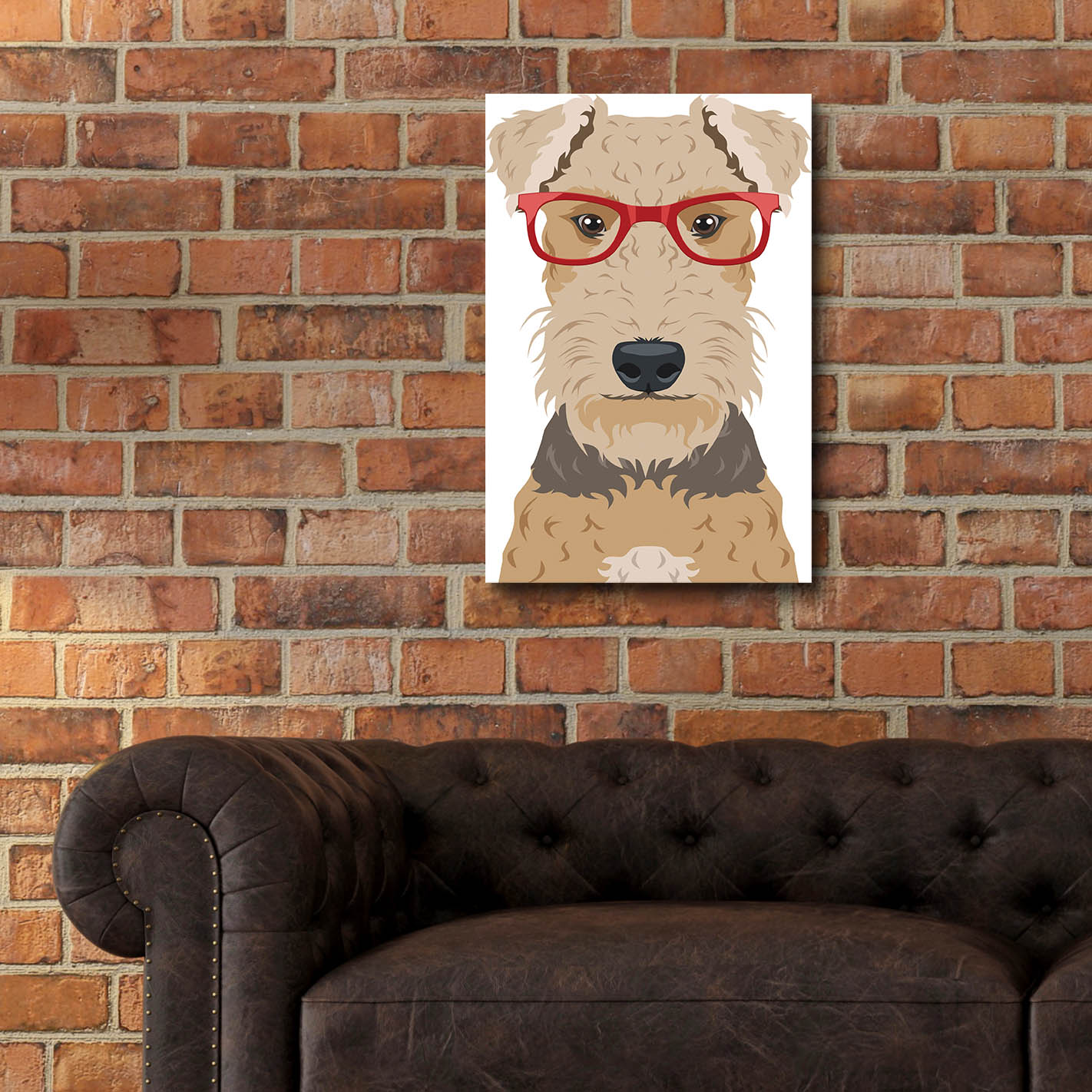 Epic Art 'Airedale Terrier Wearing Hipster Glasses' by Olga and Alexey Drozdov, Acrylic Glass Wall Art,16x24