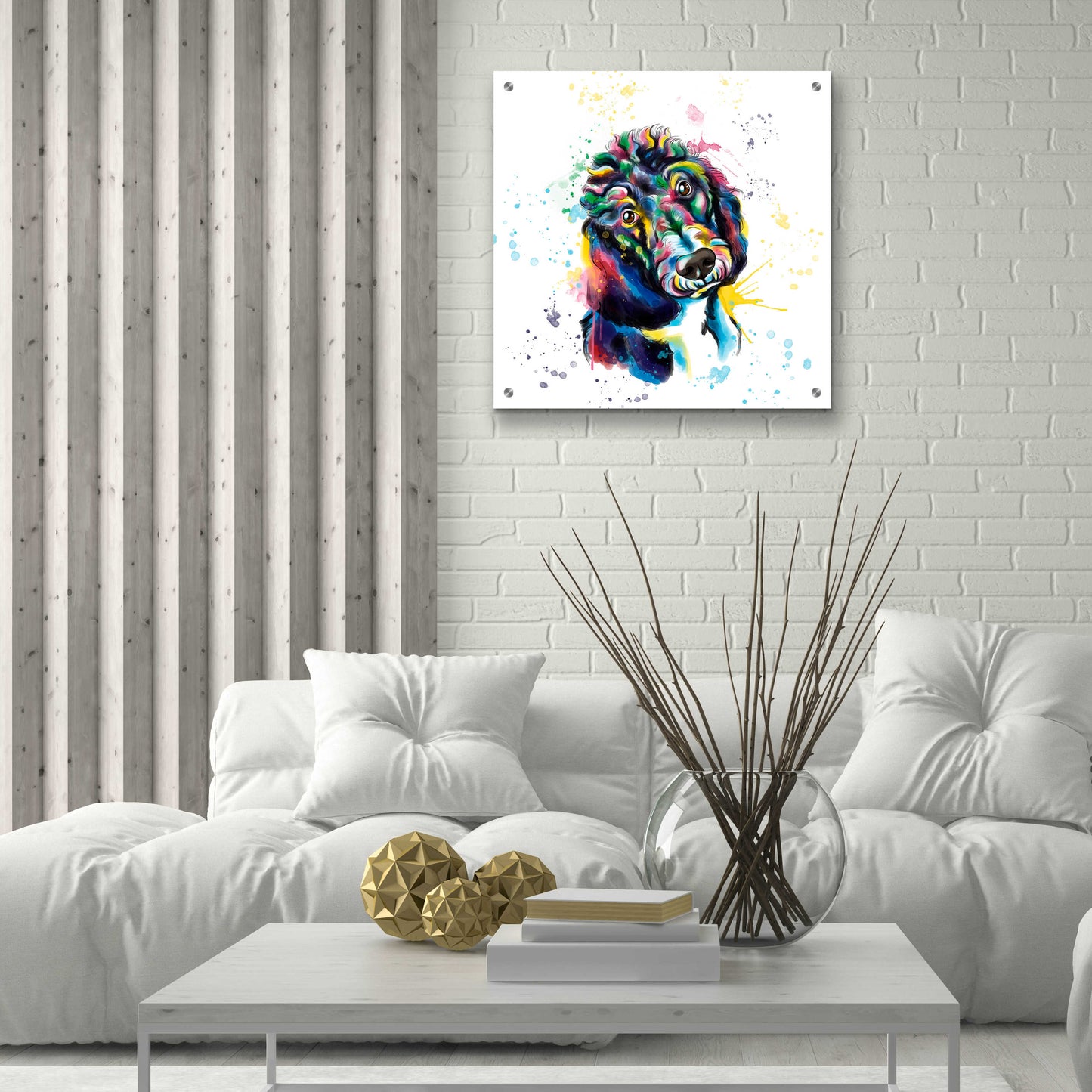 Epic Art 'Colorful Watercolor Poodle 2' by Furbaby Affiliates, Acrylic Glass Wall Art,24x24