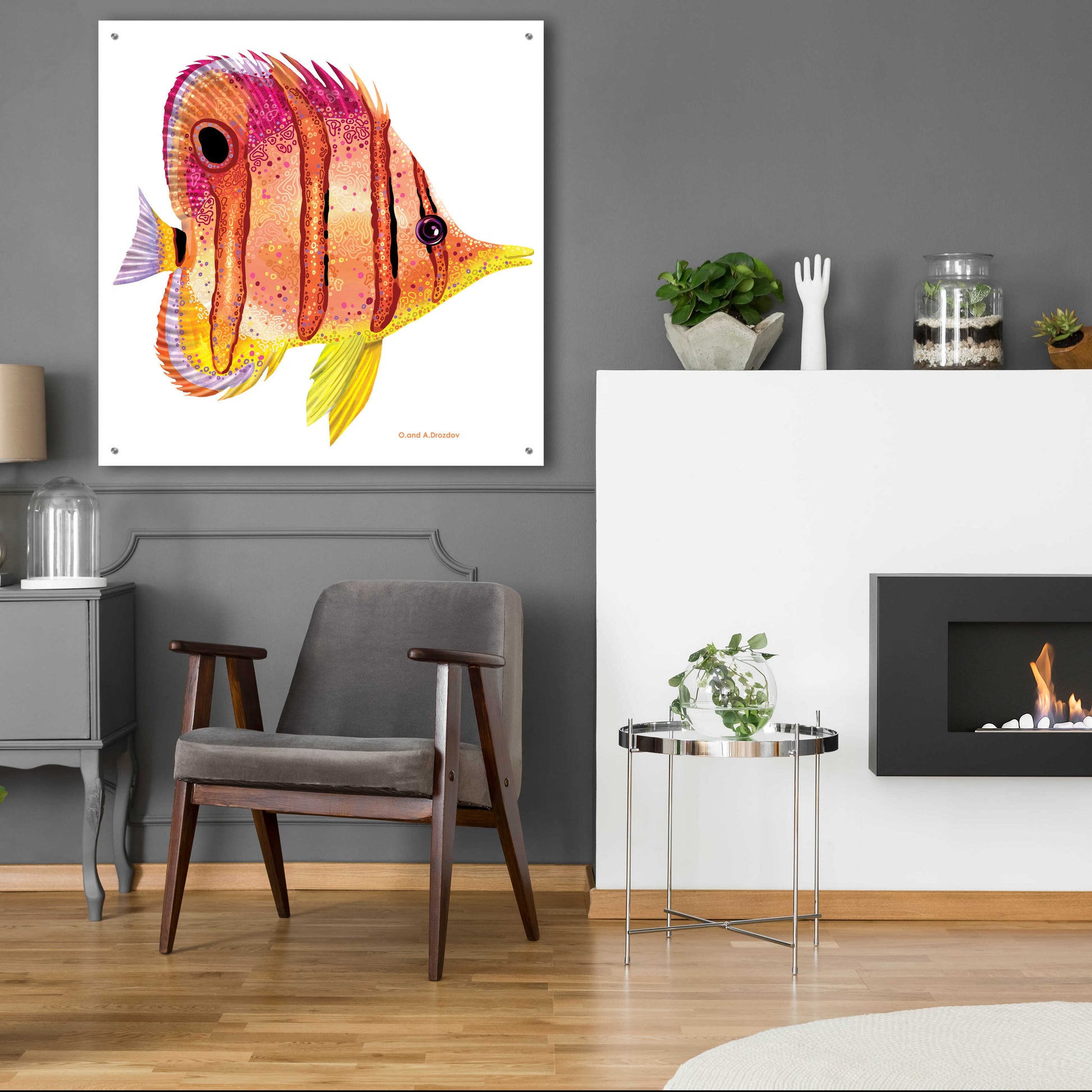 Epic Art 'New Fish 4' by Olga and Alexey Drozdov, Acrylic Glass Wall Art,36x36