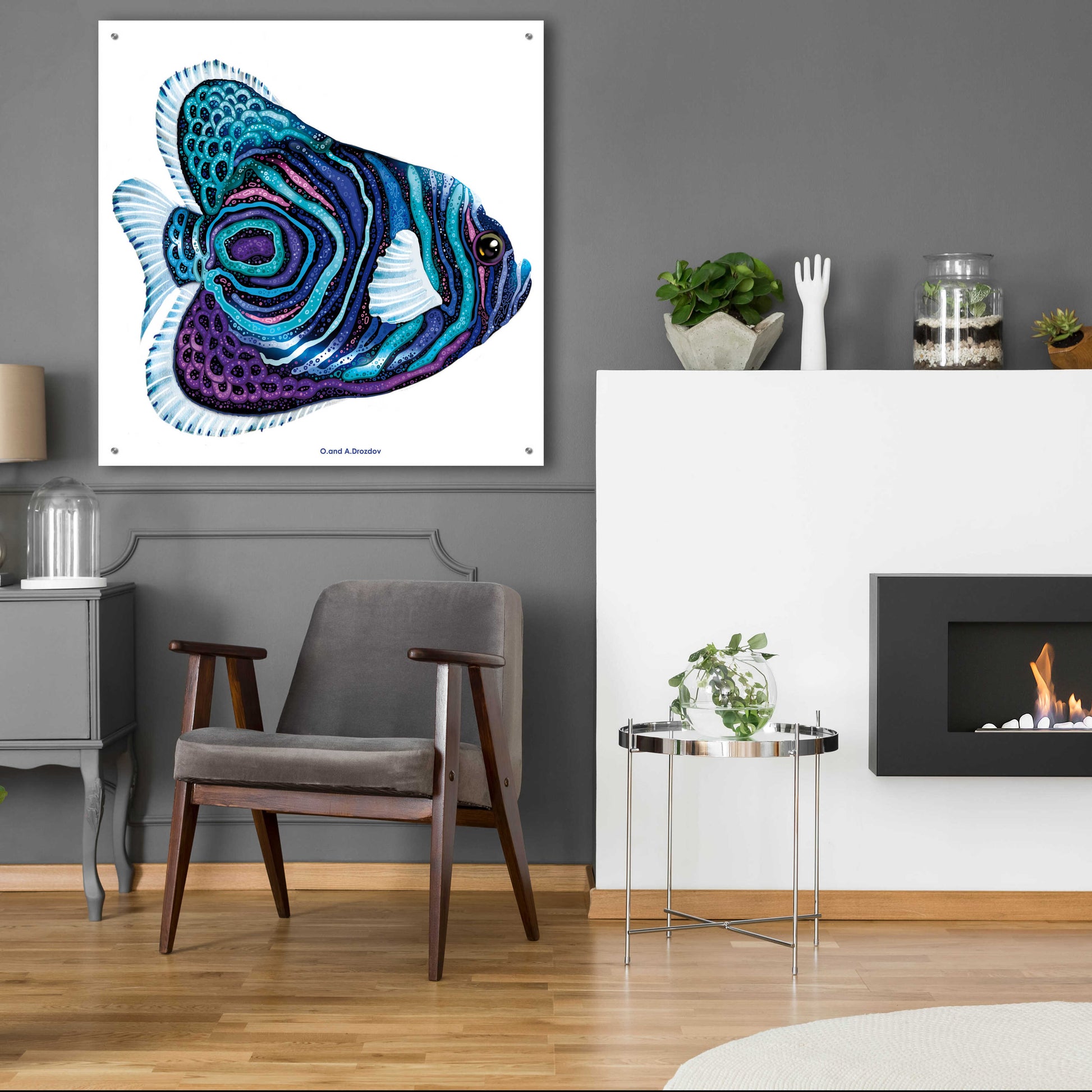 Epic Art 'New Fish 3' by Olga and Alexey Drozdov, Acrylic Glass Wall Art,36x36