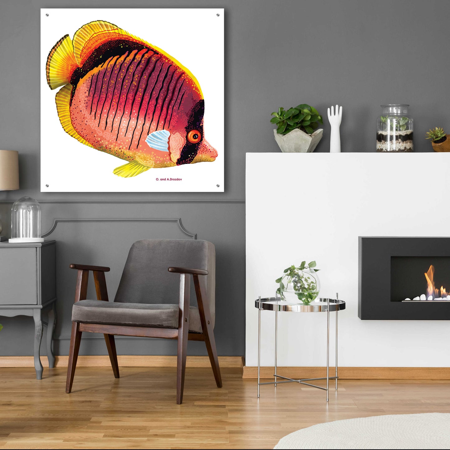 Epic Art 'New Fish 1' by Olga and Alexey Drozdov, Acrylic Glass Wall Art,36x36