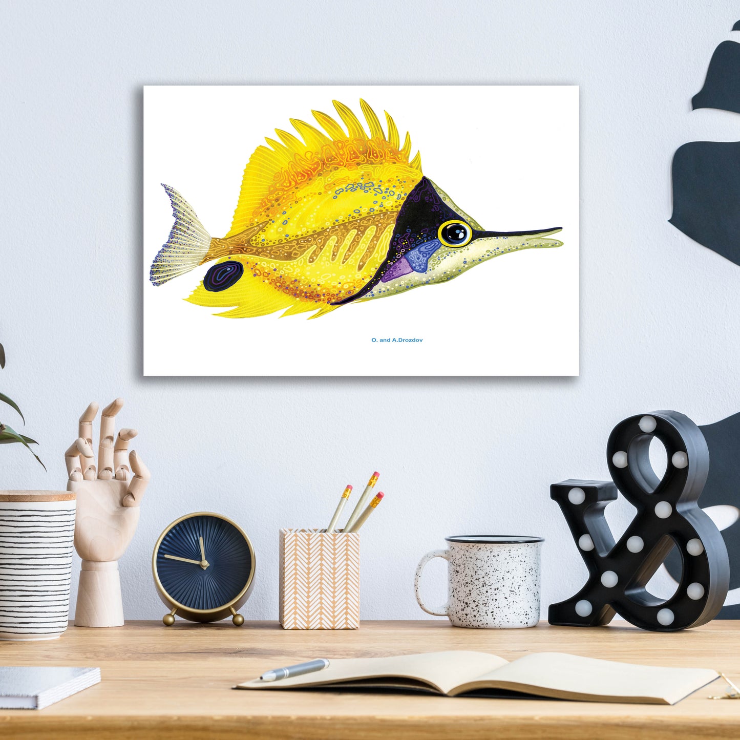 Epic Art 'Fish 5 Red Yellow' by Olga and Alexey Drozdov, Acrylic Glass Wall Art,16x12