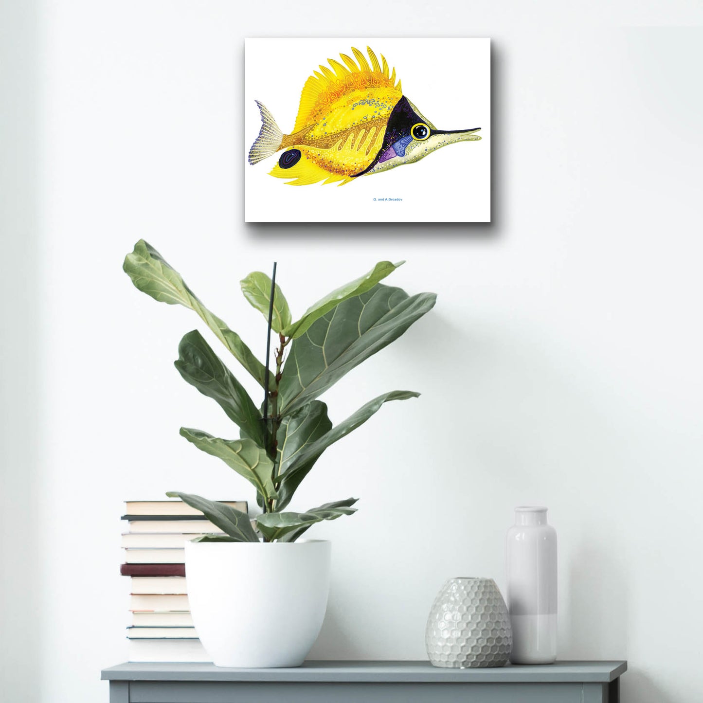 Epic Art 'Fish 5 Red Yellow' by Olga and Alexey Drozdov, Acrylic Glass Wall Art,16x12