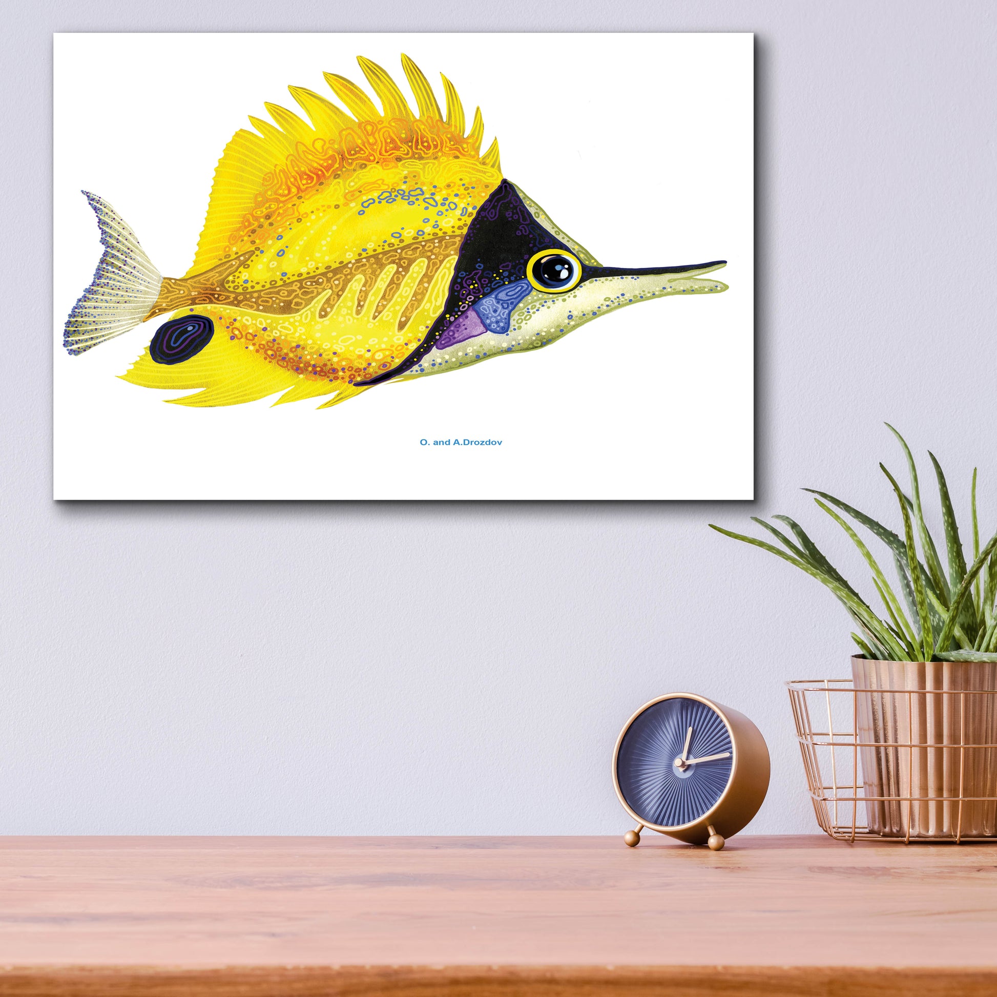 Epic Art 'Fish 5 Red Yellow' by Olga and Alexey Drozdov, Acrylic Glass Wall Art,16x12