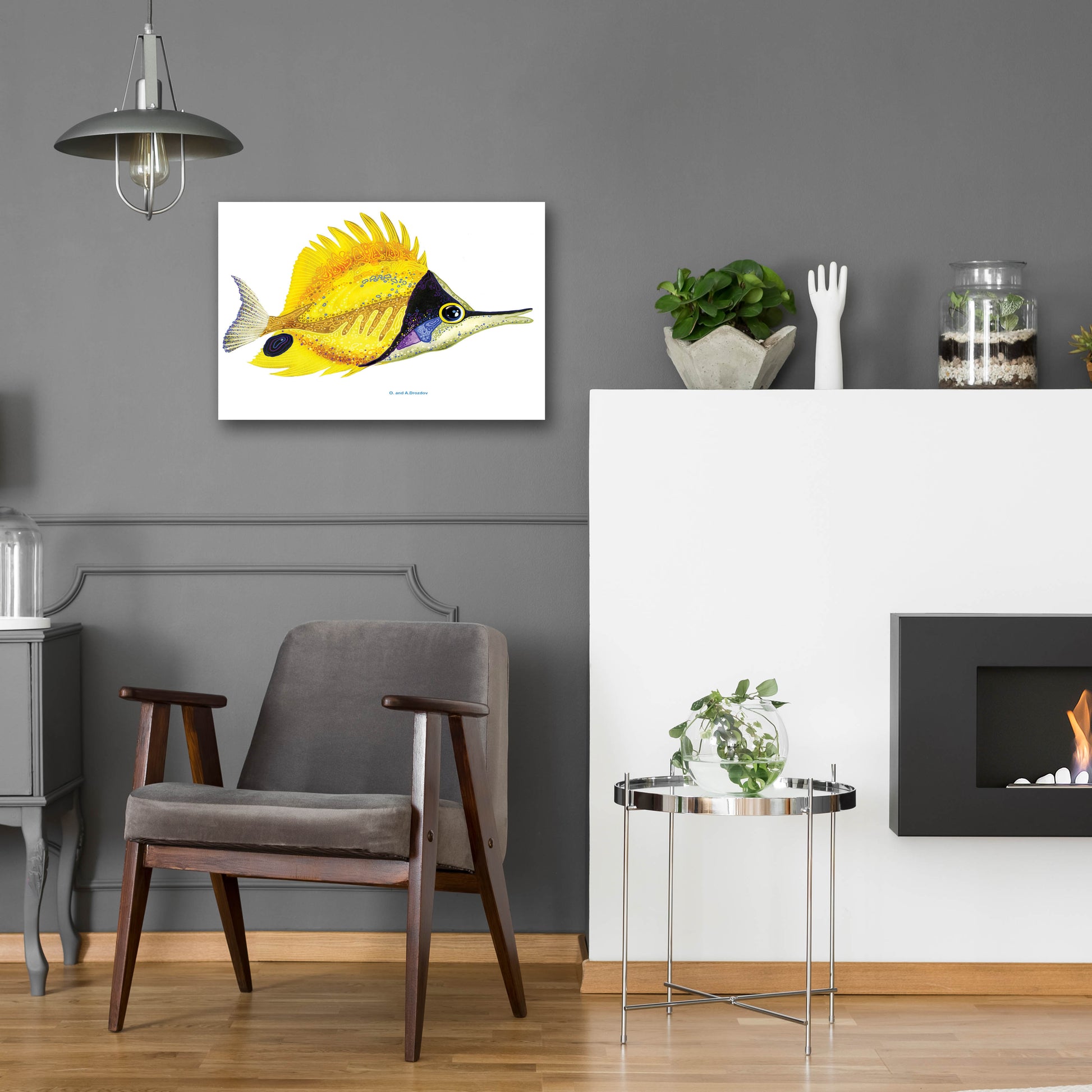 Epic Art 'Fish 5 Red Yellow' by Olga and Alexey Drozdov, Acrylic Glass Wall Art,24x16