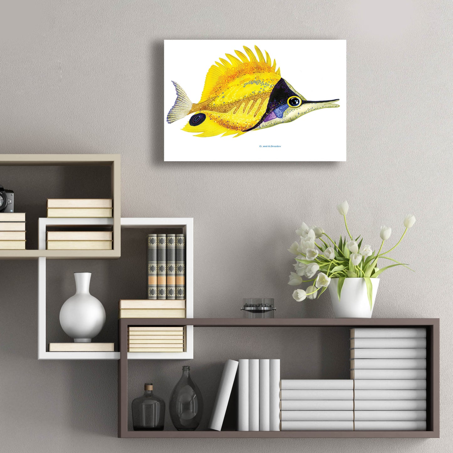 Epic Art 'Fish 5 Red Yellow' by Olga and Alexey Drozdov, Acrylic Glass Wall Art,24x16