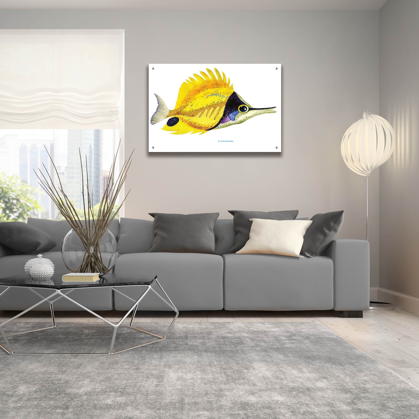 Epic Art 'Fish 5 Red Yellow' by Olga and Alexey Drozdov, Acrylic Glass Wall Art,36x24