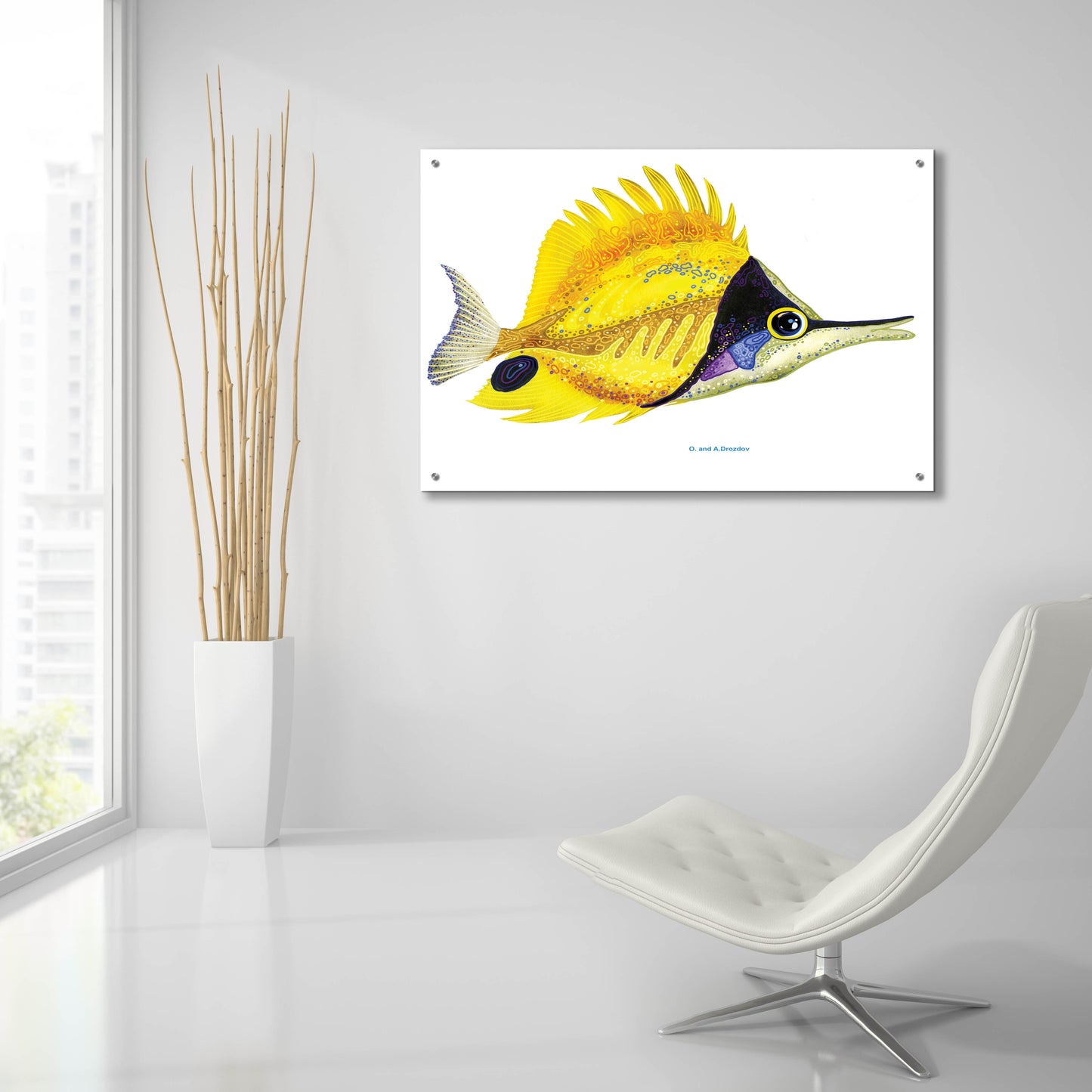 Epic Art 'Fish 5 Red Yellow' by Olga and Alexey Drozdov, Acrylic Glass Wall Art,36x24