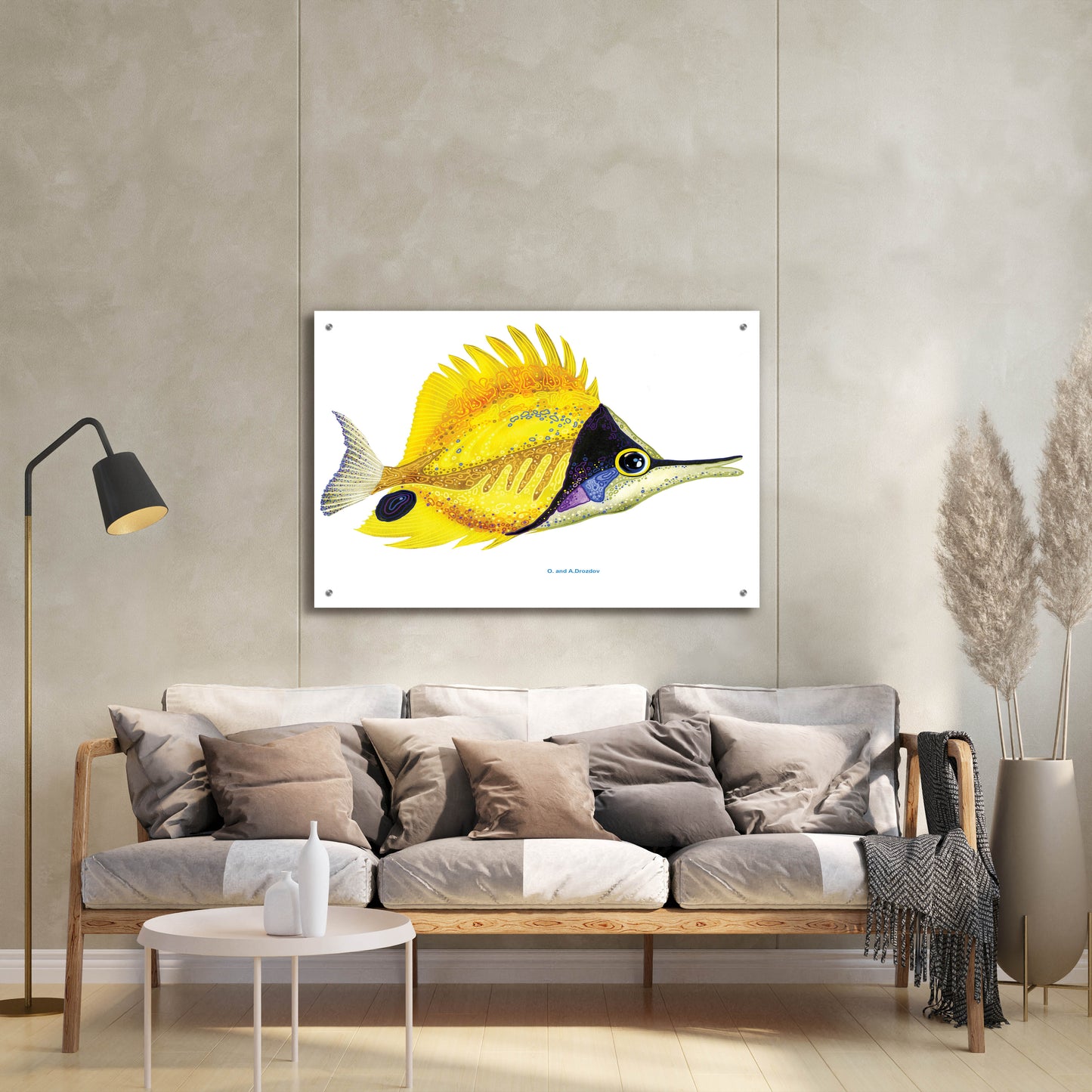 Epic Art 'Fish 5 Red Yellow' by Olga and Alexey Drozdov, Acrylic Glass Wall Art,36x24