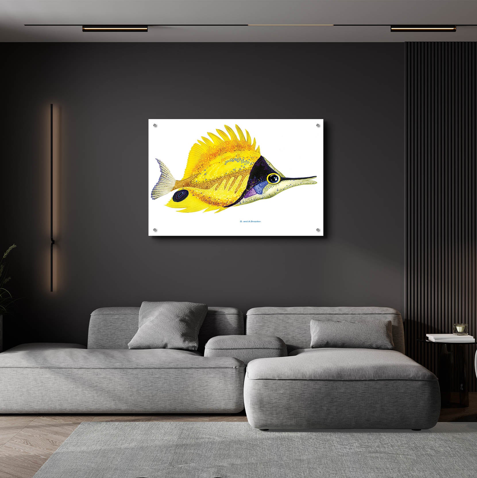 Epic Art 'Fish 5 Red Yellow' by Olga and Alexey Drozdov, Acrylic Glass Wall Art,36x24