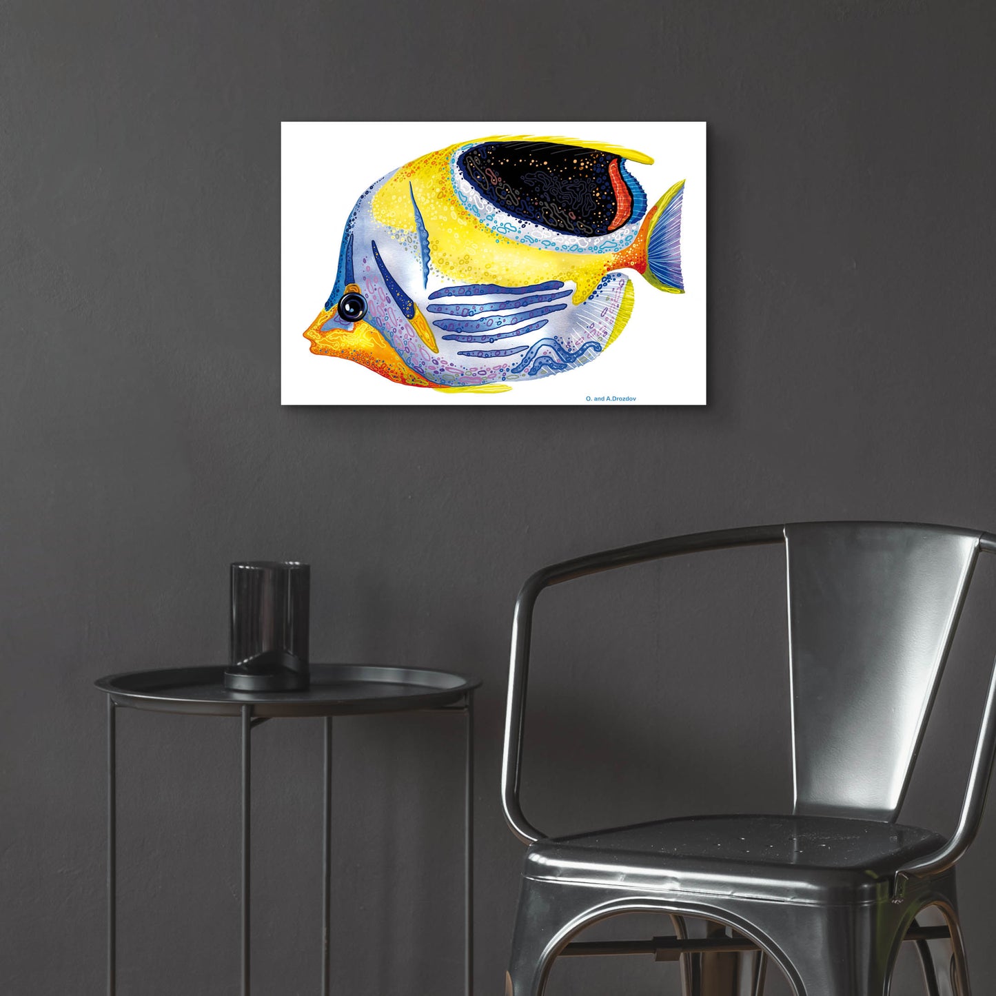 Epic Art 'Fish 5 Blue Yellow' by Olga and Alexey Drozdov, Acrylic Glass Wall Art,24x16