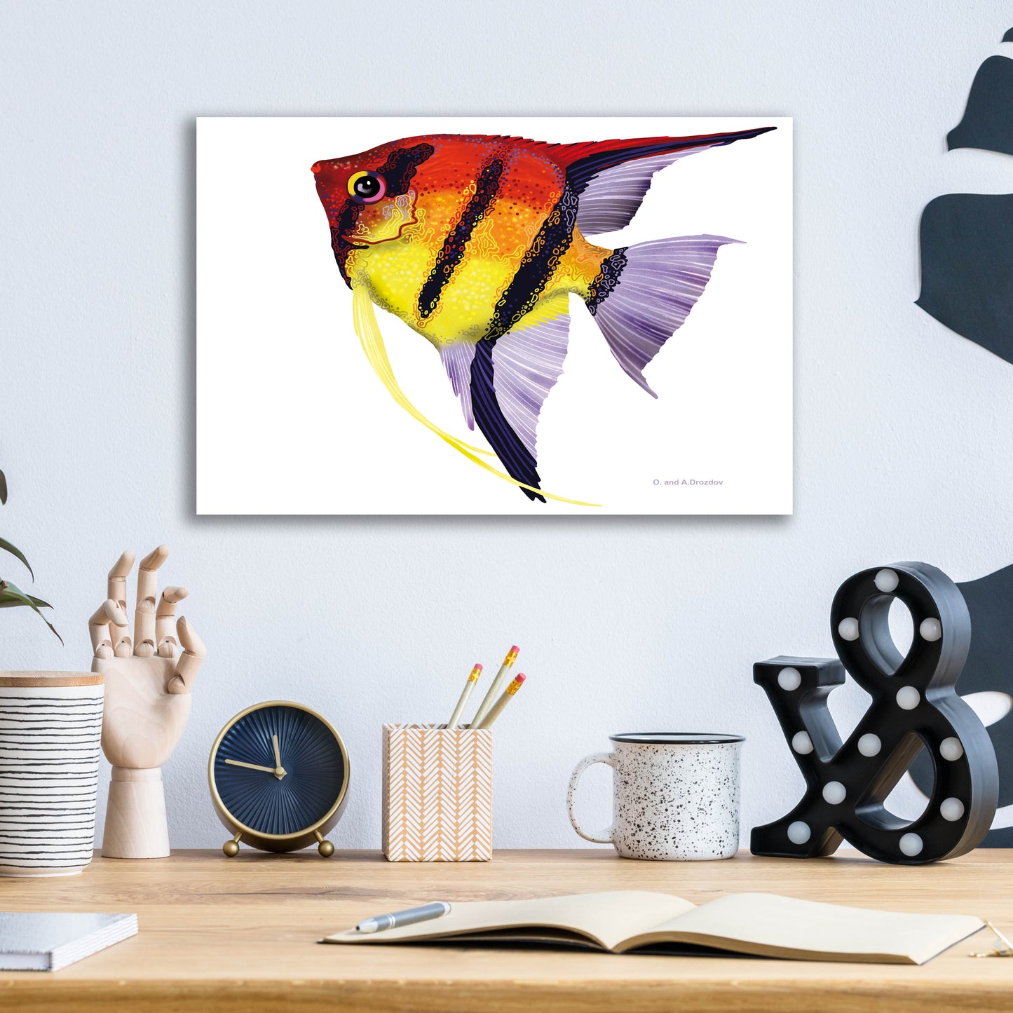 Epic Art 'Fish 4 Red Yellow' by Olga and Alexey Drozdov, Acrylic Glass Wall Art,16x12