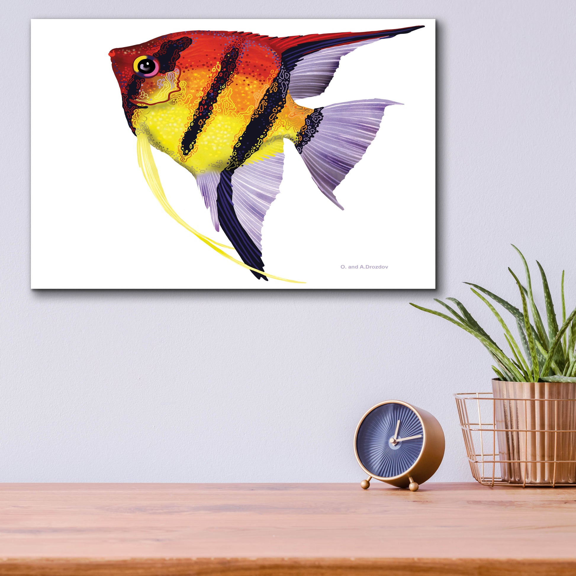 Epic Art 'Fish 4 Red Yellow' by Olga and Alexey Drozdov, Acrylic Glass Wall Art,16x12