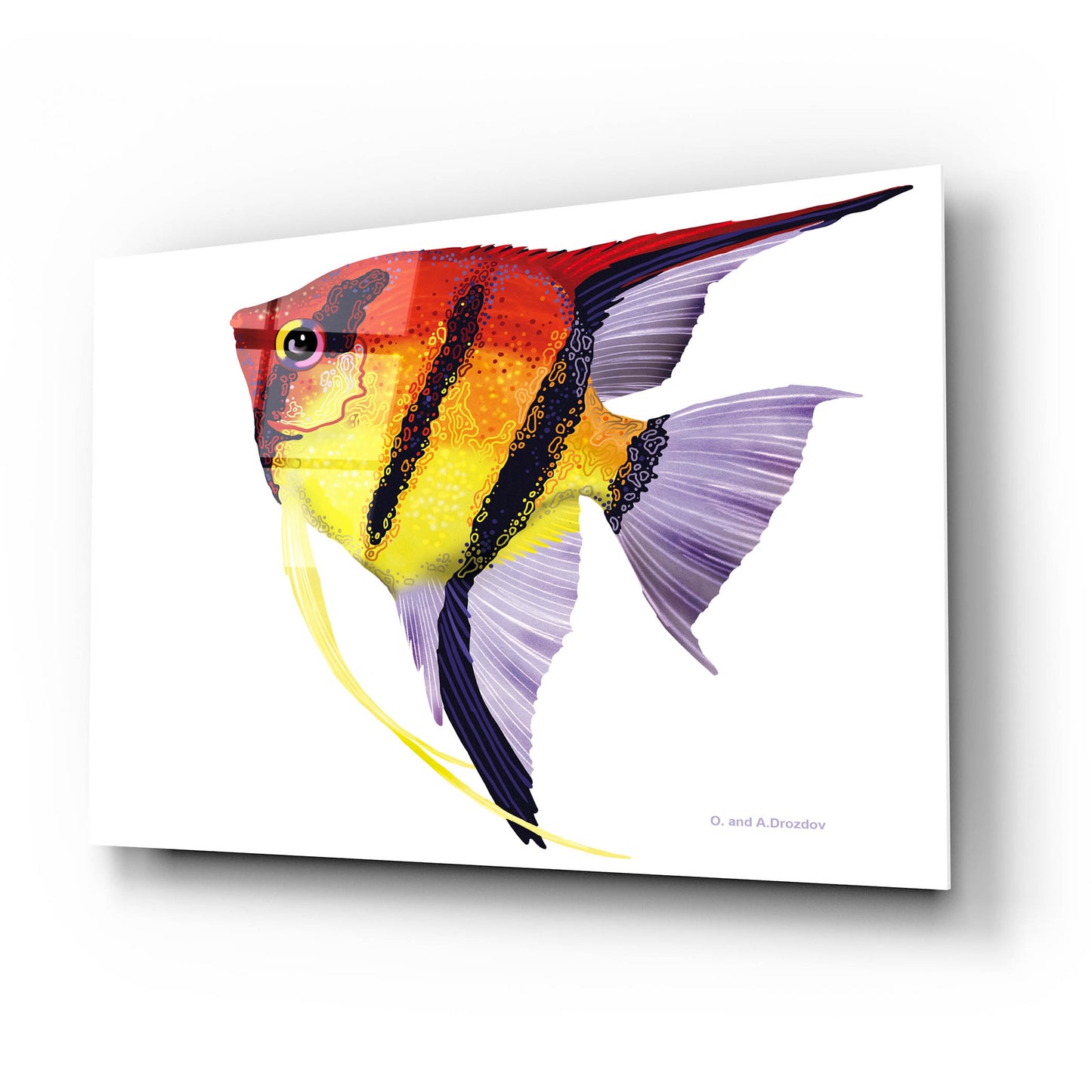 Epic Art 'Fish 4 Red Yellow' by Olga and Alexey Drozdov, Acrylic Glass Wall Art,24x16