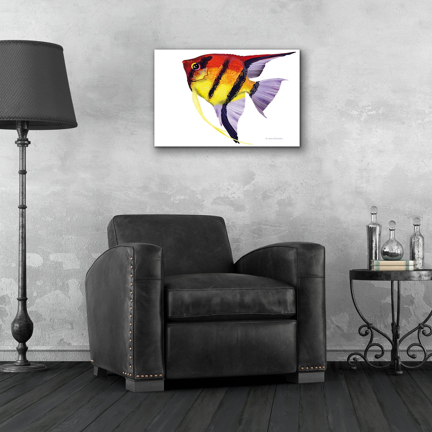 Epic Art 'Fish 4 Red Yellow' by Olga and Alexey Drozdov, Acrylic Glass Wall Art,24x16