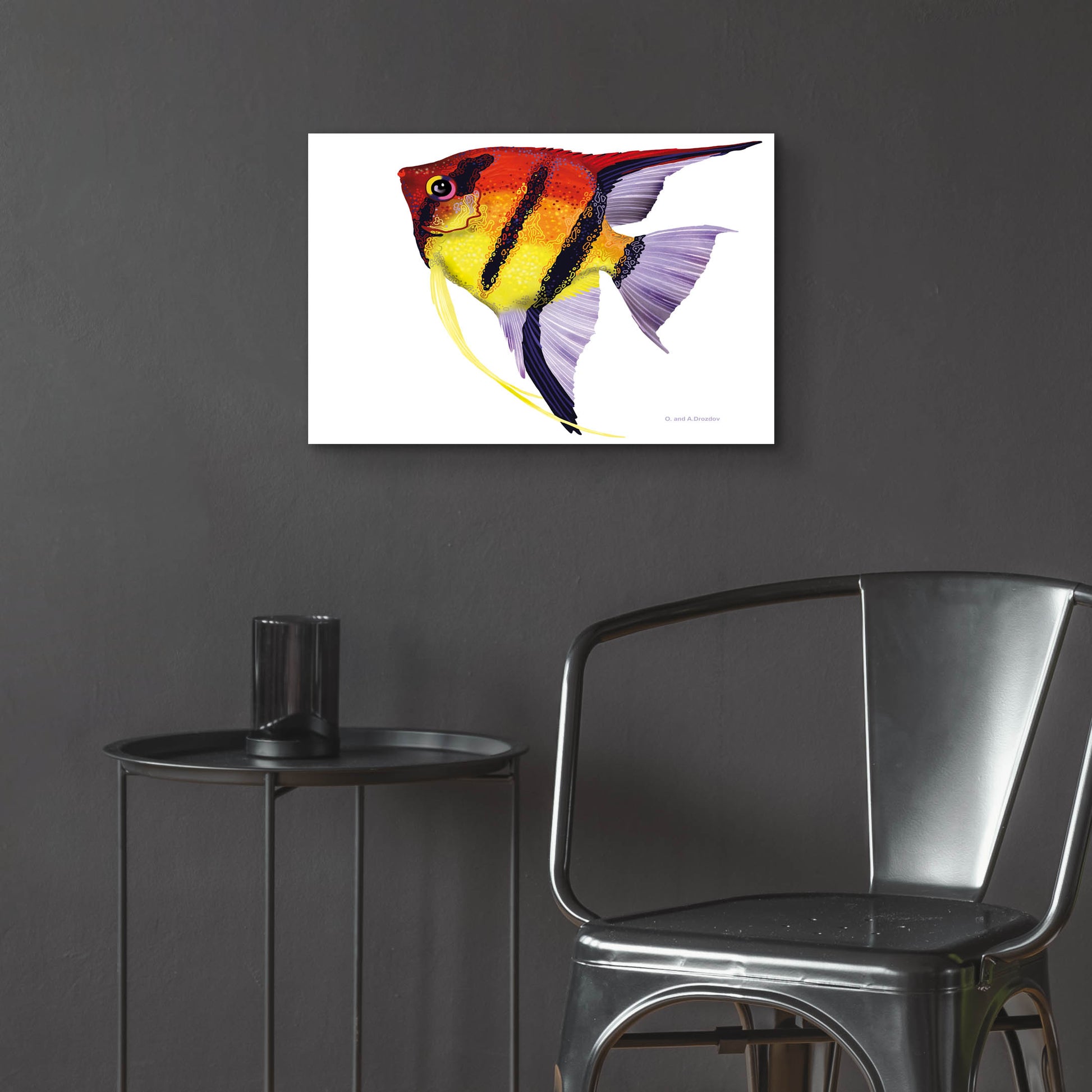 Epic Art 'Fish 4 Red Yellow' by Olga and Alexey Drozdov, Acrylic Glass Wall Art,24x16