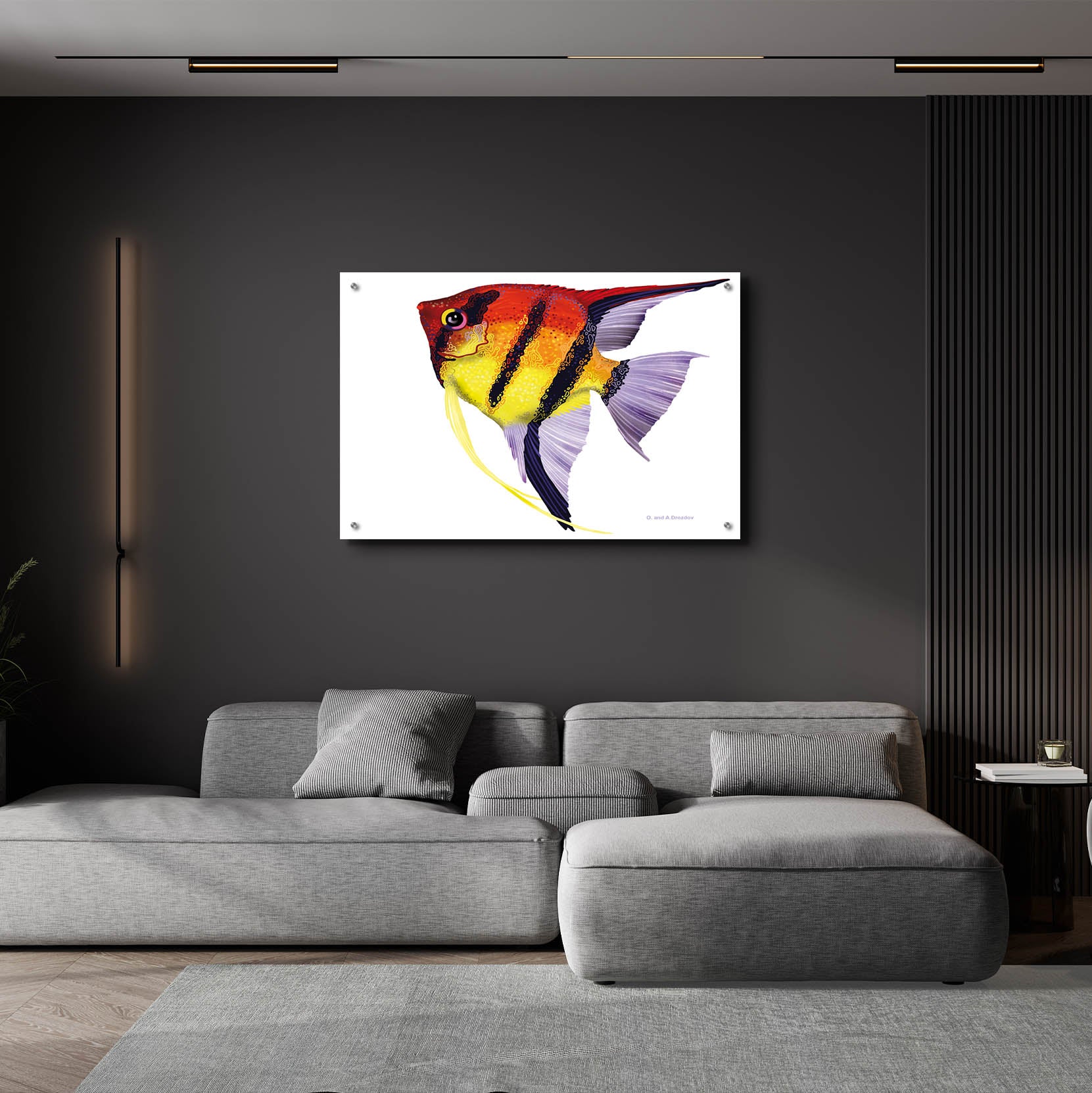 Epic Art 'Fish 4 Red Yellow' by Olga and Alexey Drozdov, Acrylic Glass Wall Art,36x24