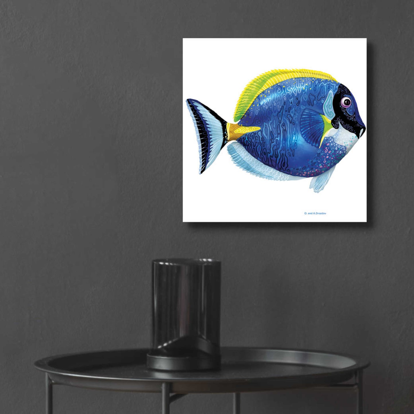 Epic Art 'Fish 4 Blue Yellow' by Olga and Alexey Drozdov, Acrylic Glass Wall Art,12x12