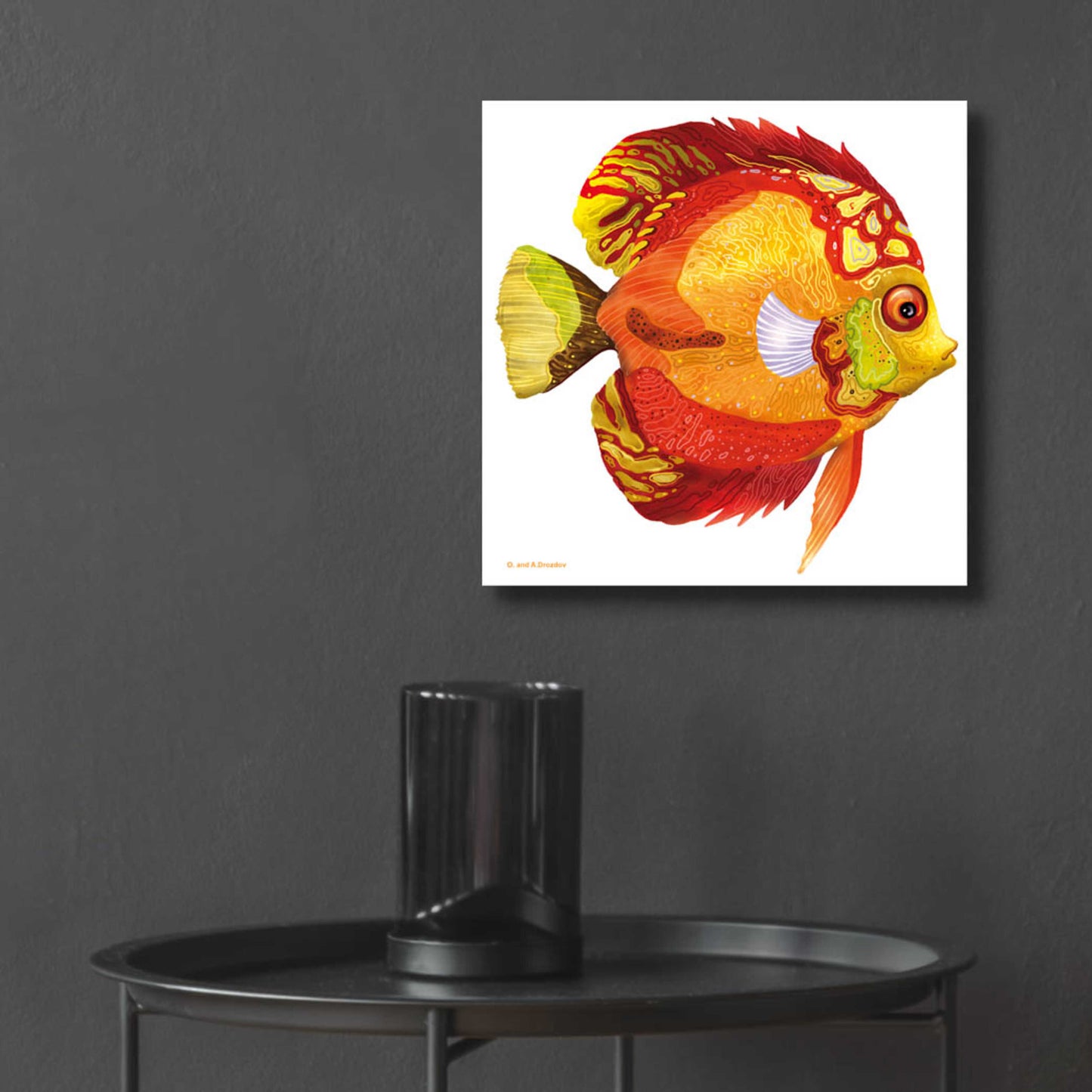 Epic Art 'Fish 3 Red Yellow' by Olga and Alexey Drozdov, Acrylic Glass Wall Art,12x12