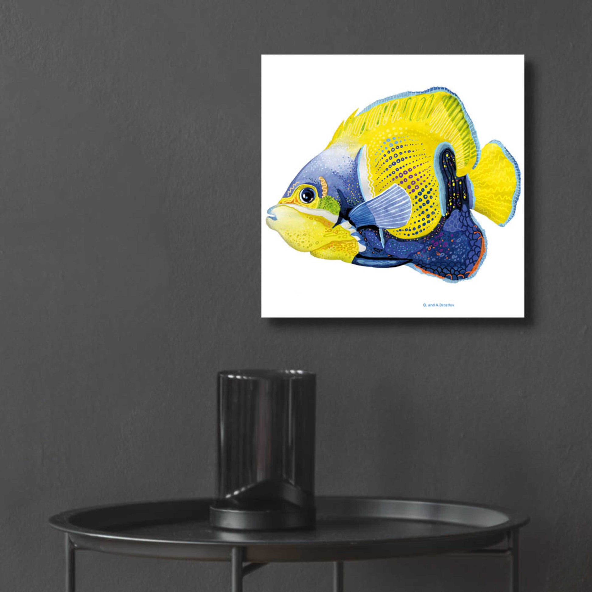 Epic Art 'Fish 3 Blue Yellow' by Olga and Alexey Drozdov, Acrylic Glass Wall Art,12x12