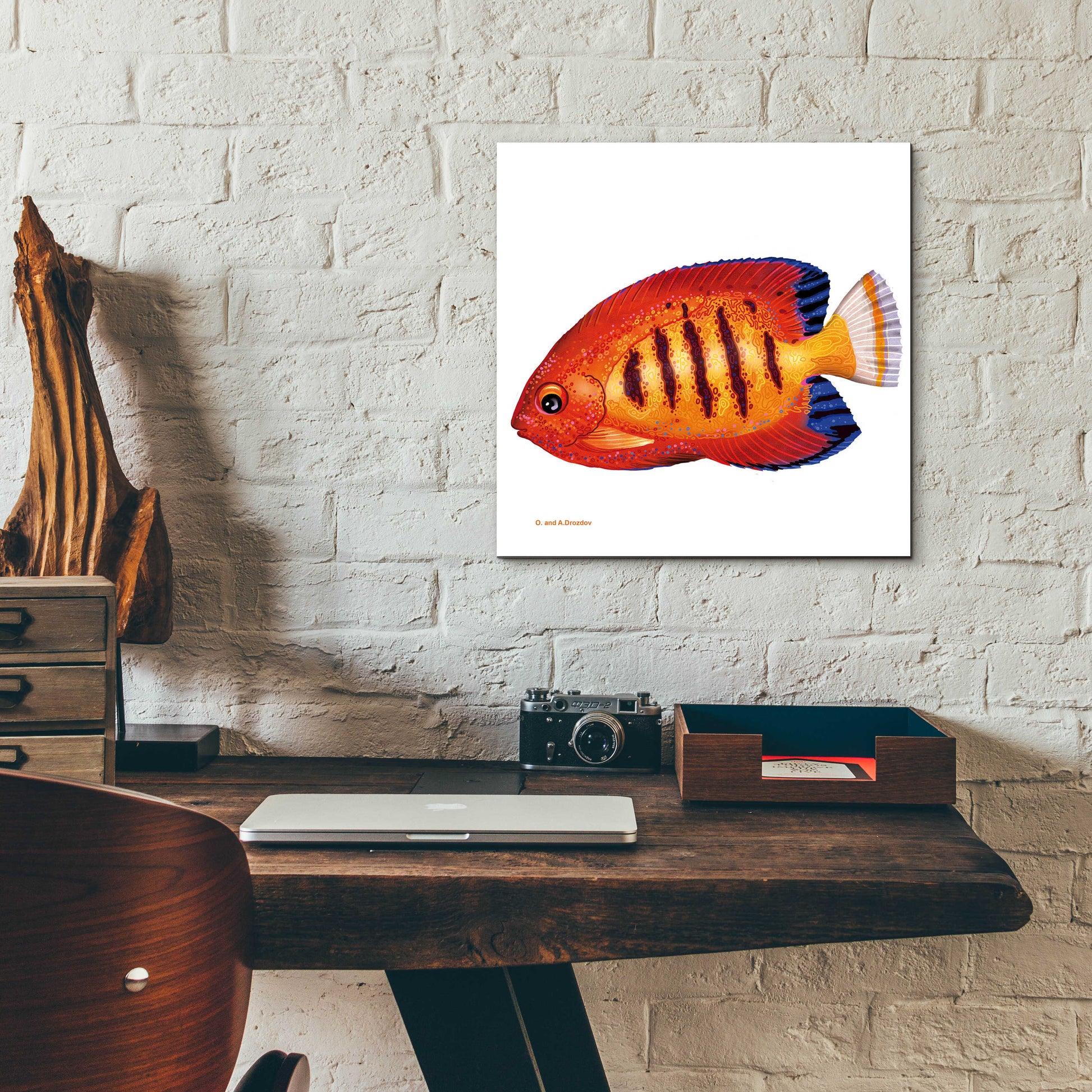 Epic Art 'Fish 2 Red Yellow' by Olga and Alexey Drozdov, Acrylic Glass Wall Art,12x12