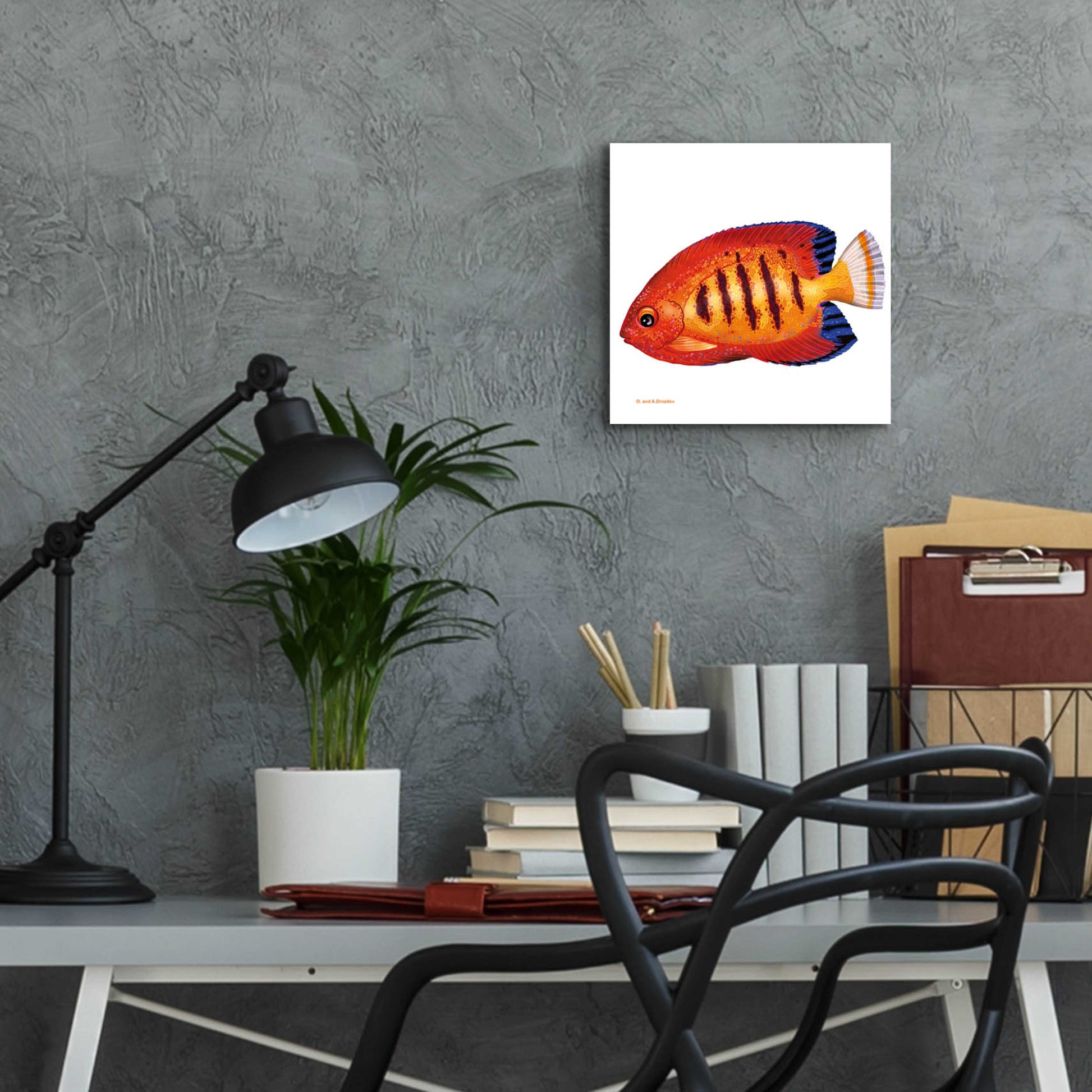 Epic Art 'Fish 2 Red Yellow' by Olga and Alexey Drozdov, Acrylic Glass Wall Art,12x12