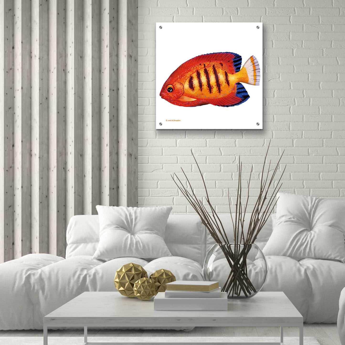 Epic Art 'Fish 2 Red Yellow' by Olga and Alexey Drozdov, Acrylic Glass Wall Art,24x24