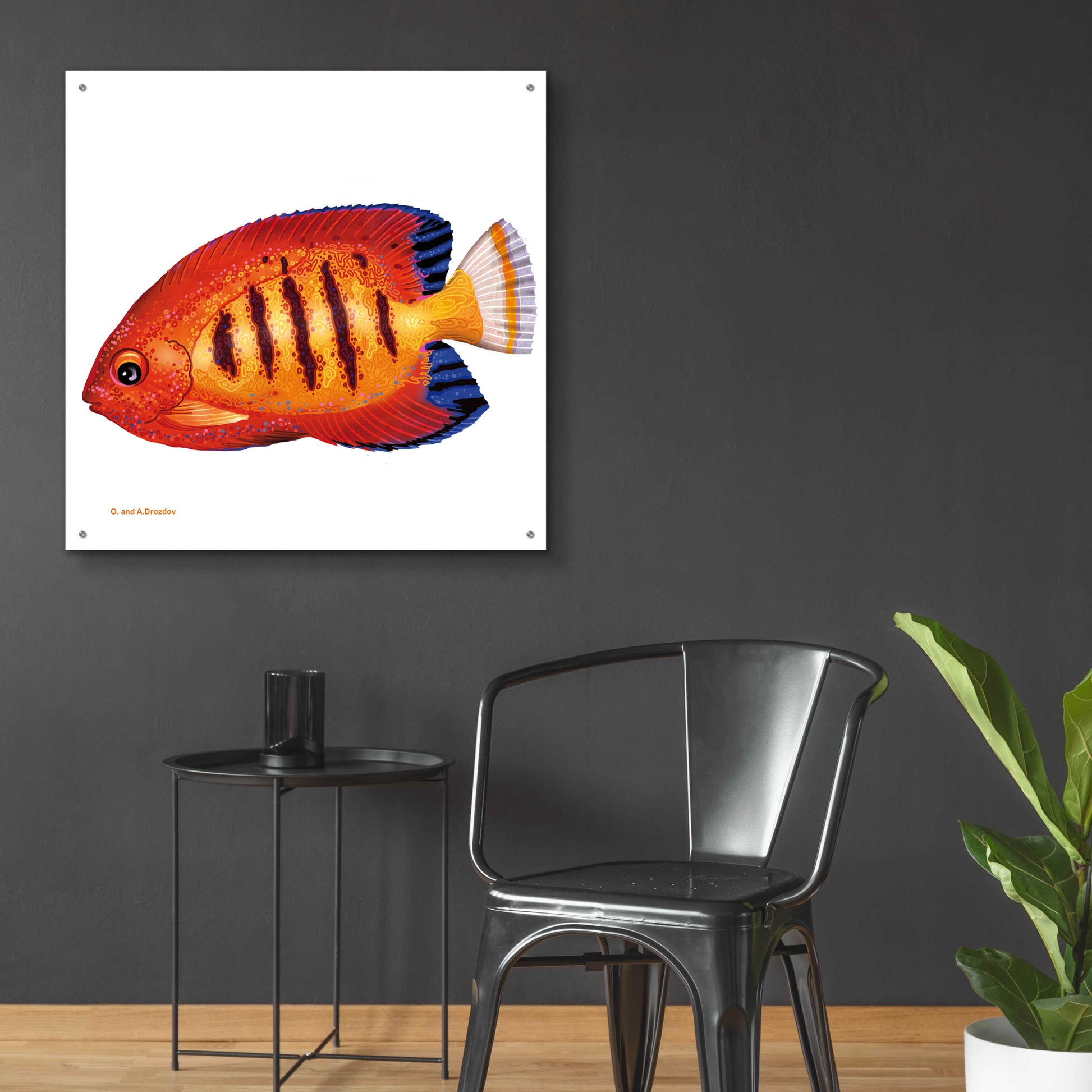 Epic Art 'Fish 2 Red Yellow' by Olga and Alexey Drozdov, Acrylic Glass Wall Art,36x36