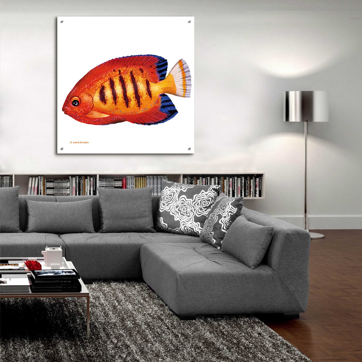 Epic Art 'Fish 2 Red Yellow' by Olga and Alexey Drozdov, Acrylic Glass Wall Art,36x36