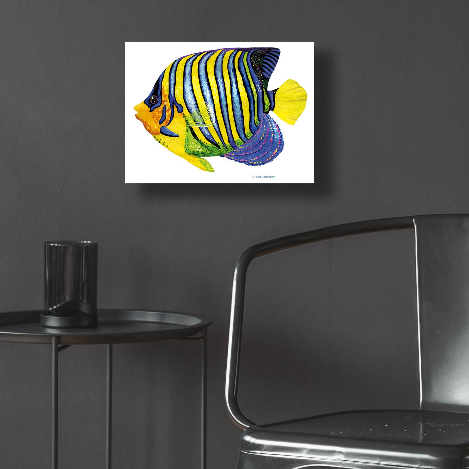 Epic Art 'Fish 2 Blue Yellow' by Olga and Alexey Drozdov, Acrylic Glass Wall Art,16x12